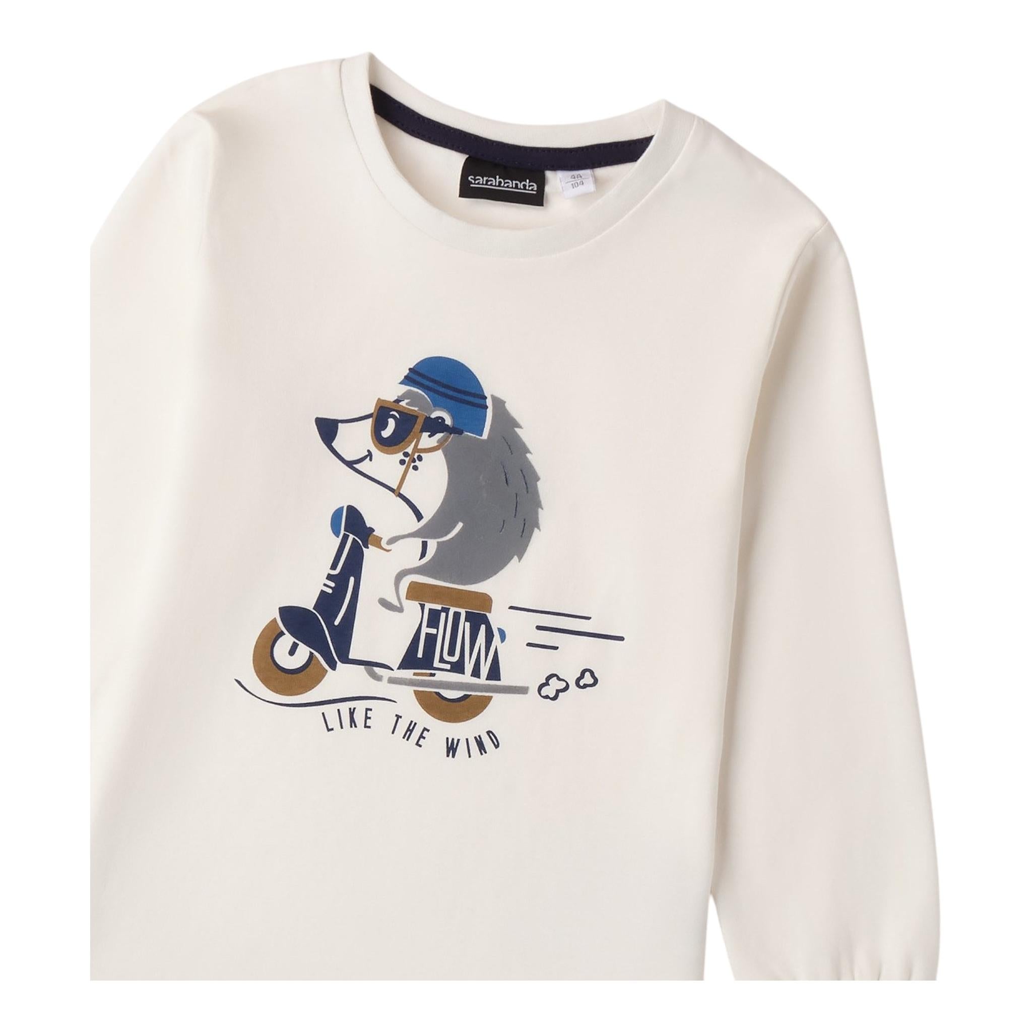 SARABANDA shirt girocollo tinta unita con stampa Bianco per Neonato A130 BIANCO SARABANDA