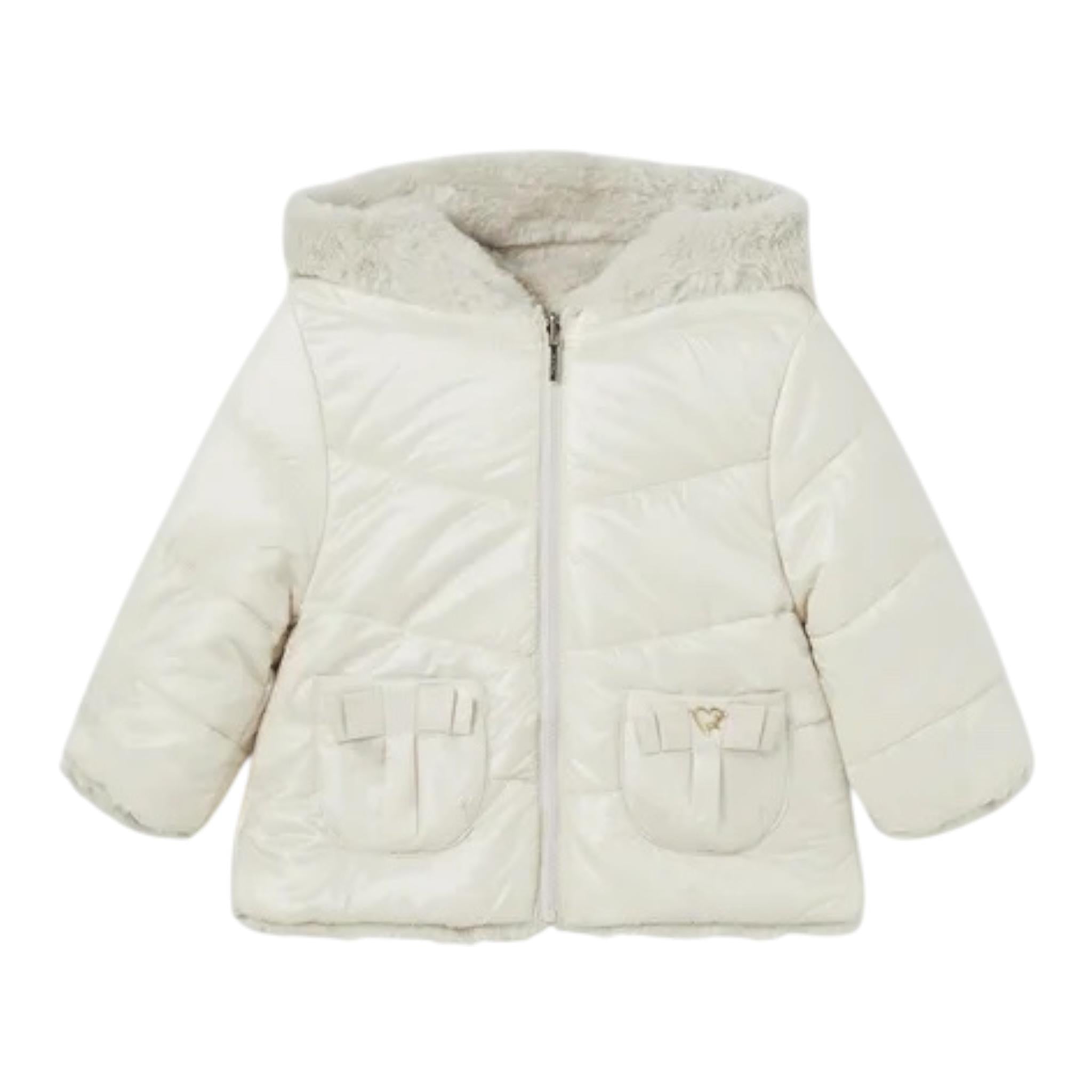 MAYORAL giubbino reversibile tinta unita con zip e cappuccio Panna per Neonata 2480X PANNA MAYORAL