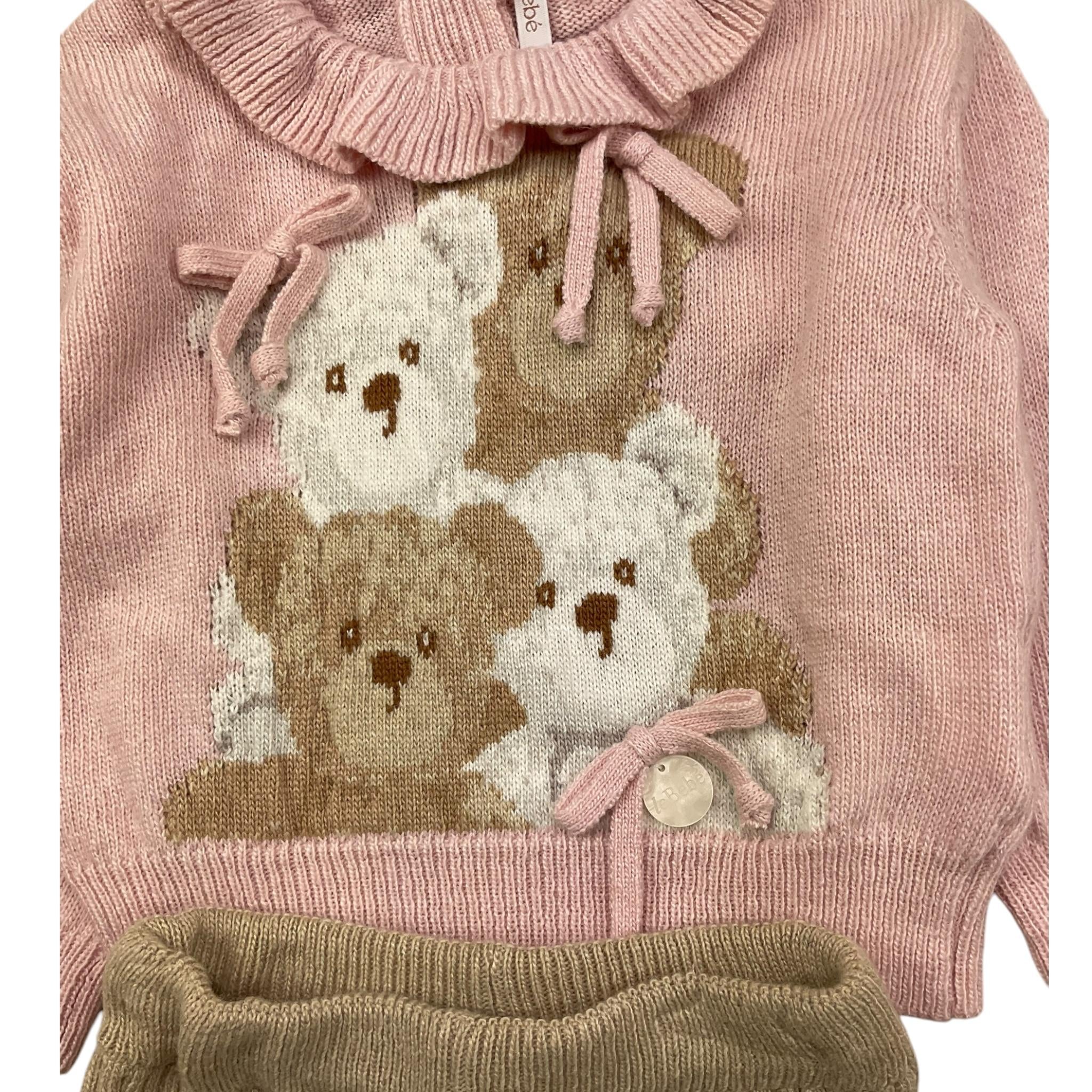 LE BEBE' completo 2pz maglia-leggins tinta unita con fantasia Rosa per Neonata LBG5977 ROSA LE BEBE'
