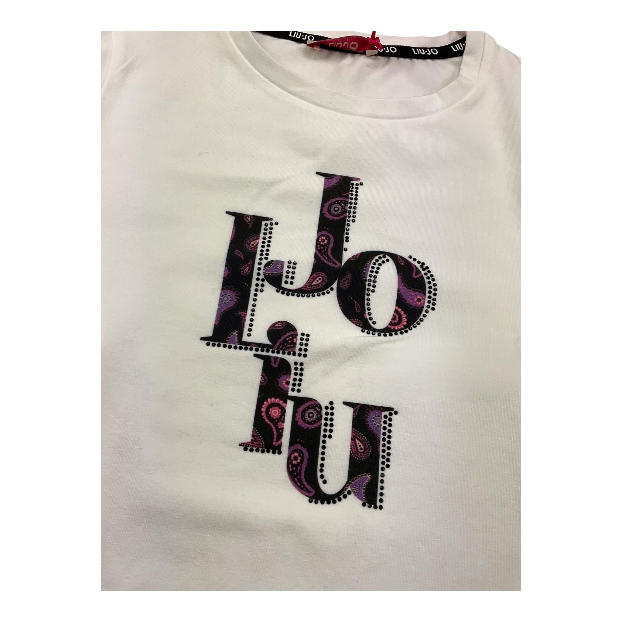 LIU JO shirt gircollo tinta unita cn stampa logo Bianco per Bambina GF3011 BIANCO LIU JO