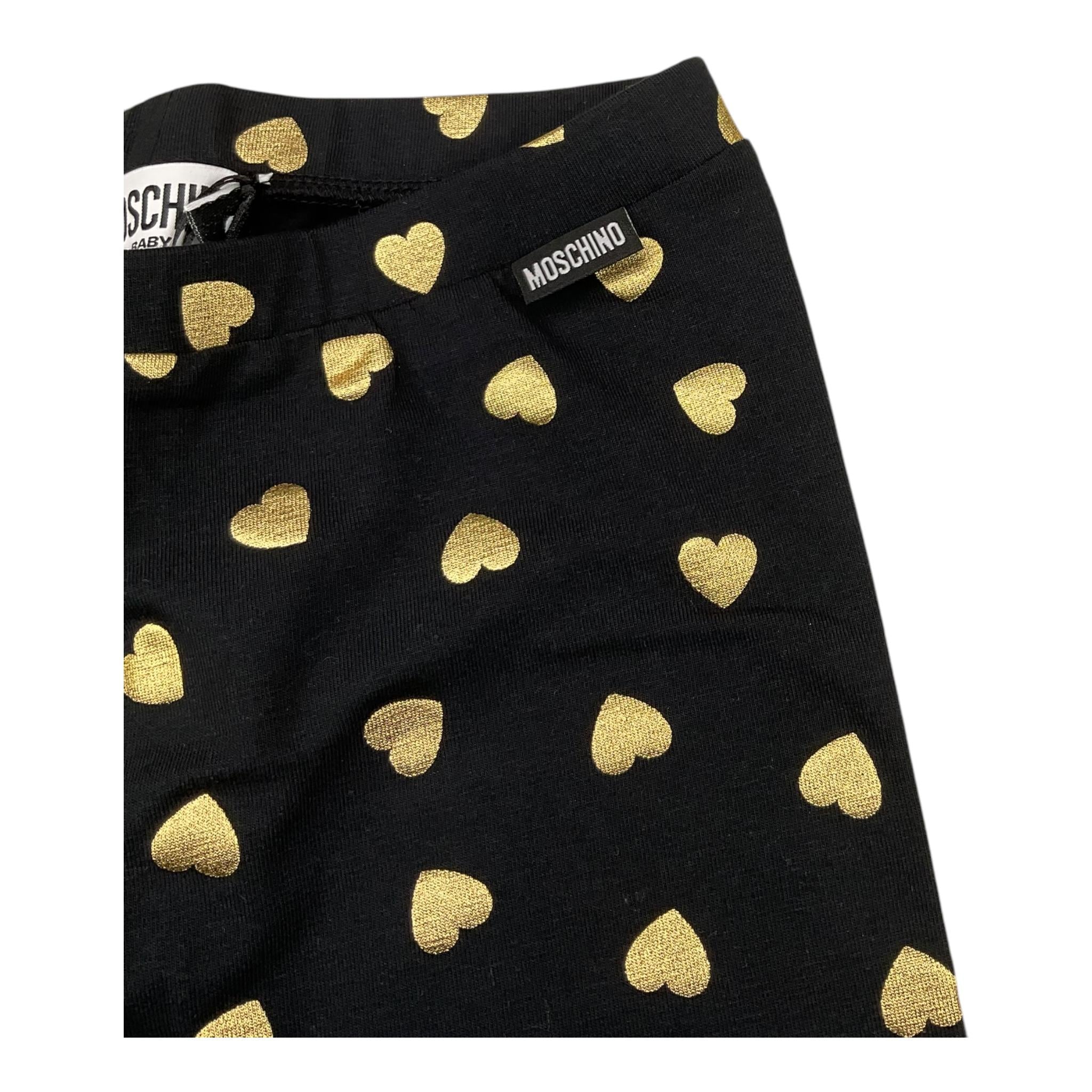 MOSCHINO leggins tinta unita con stampa cuori Nero per Neonata MDP039 NERO MOSCHINO