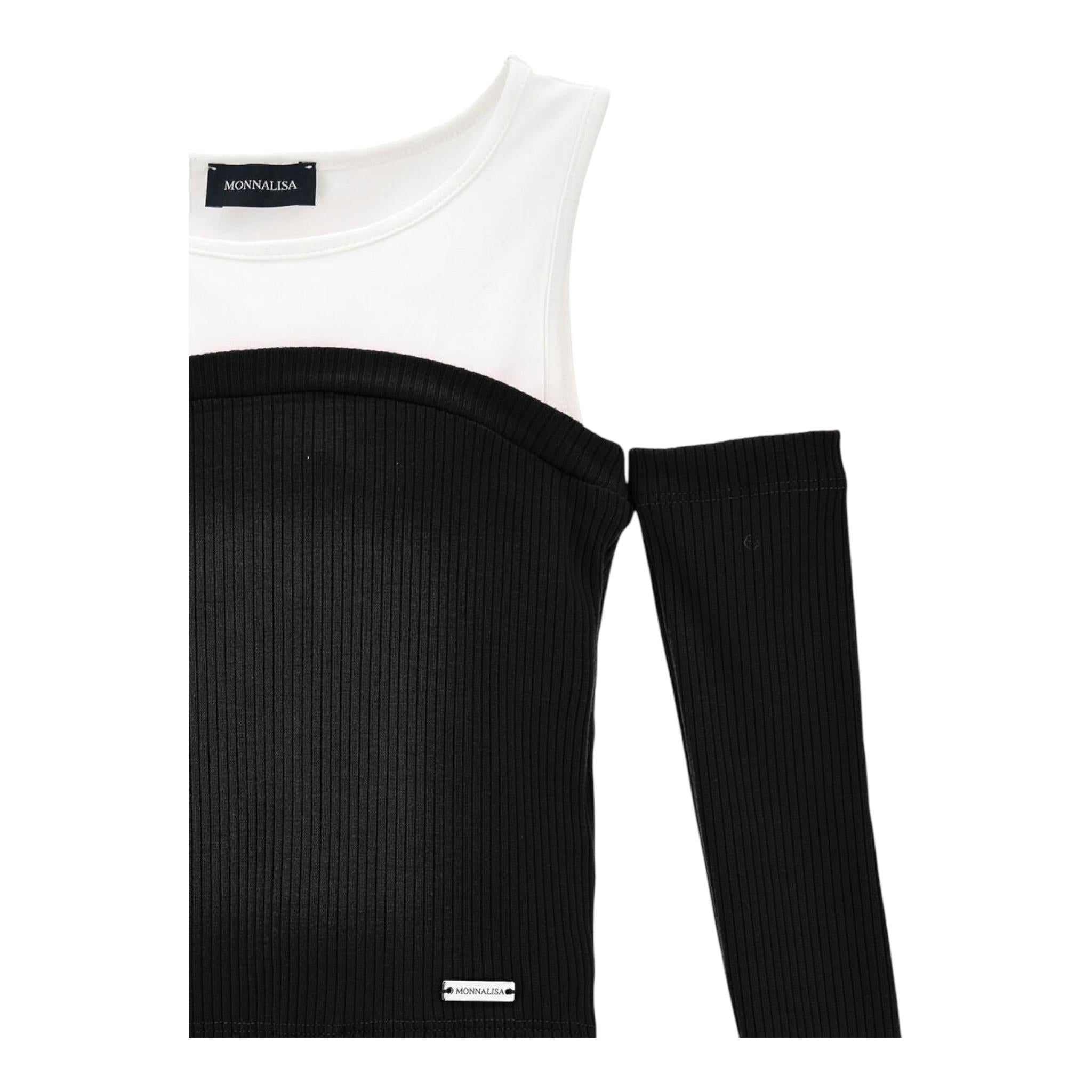 MONNALISA shirt bicolore a costine Bianco/nero per Bambina 41D606 BIANCO/NERO MONNALISA