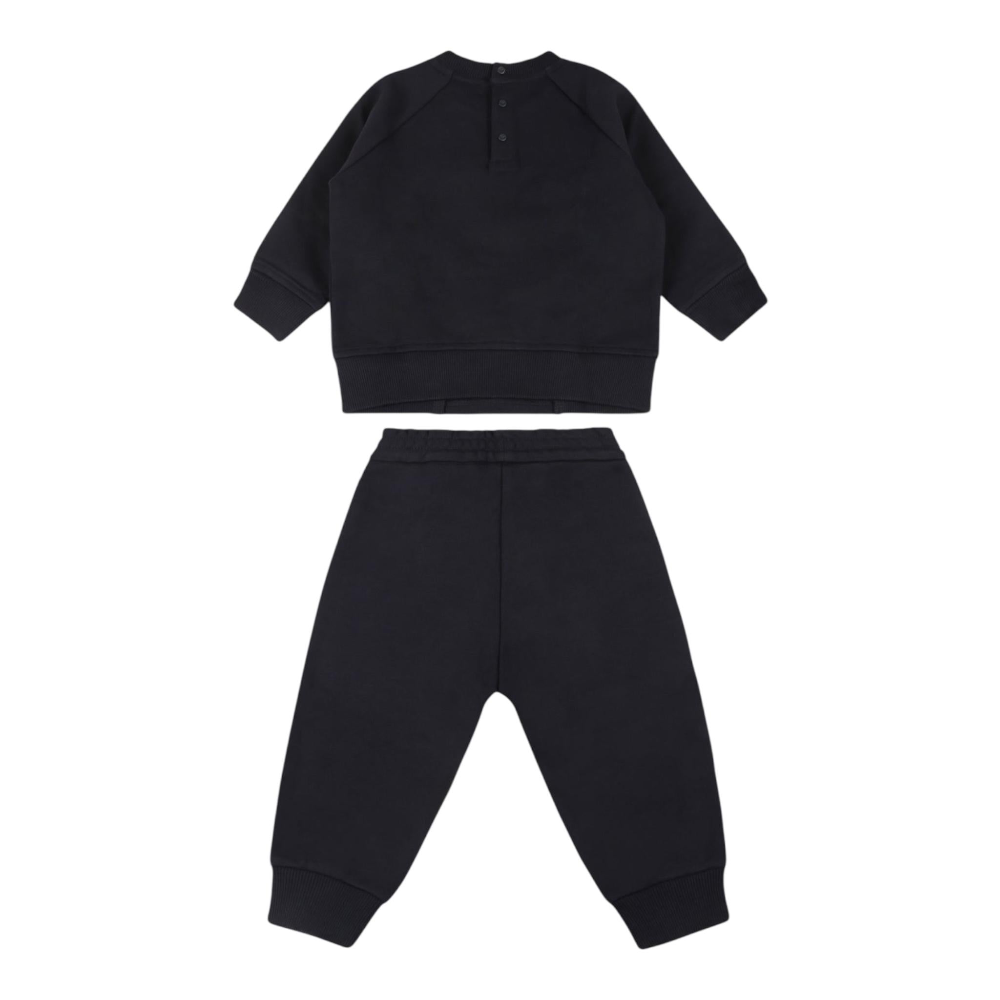 EMPORIO ARMANI completo 2pz felpa-pantalone tinta unita con stampa Blu per Neonato 6DHVJ3 BLU EMPORIO ARMANI