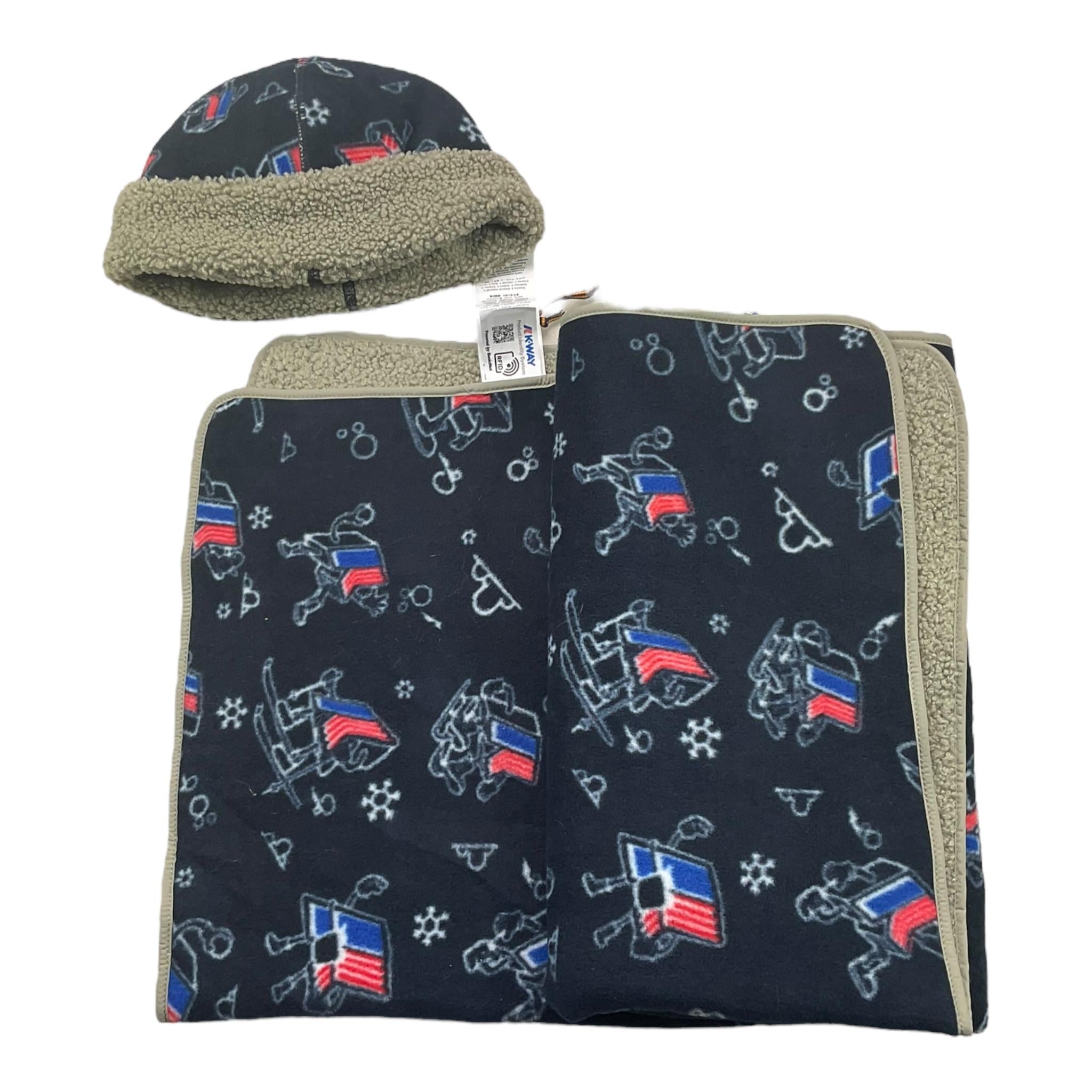 K-WAY set 2pz coperta-cappello tinta unita con stampa Blu per Neonato K3147ZW BLU K-WAY