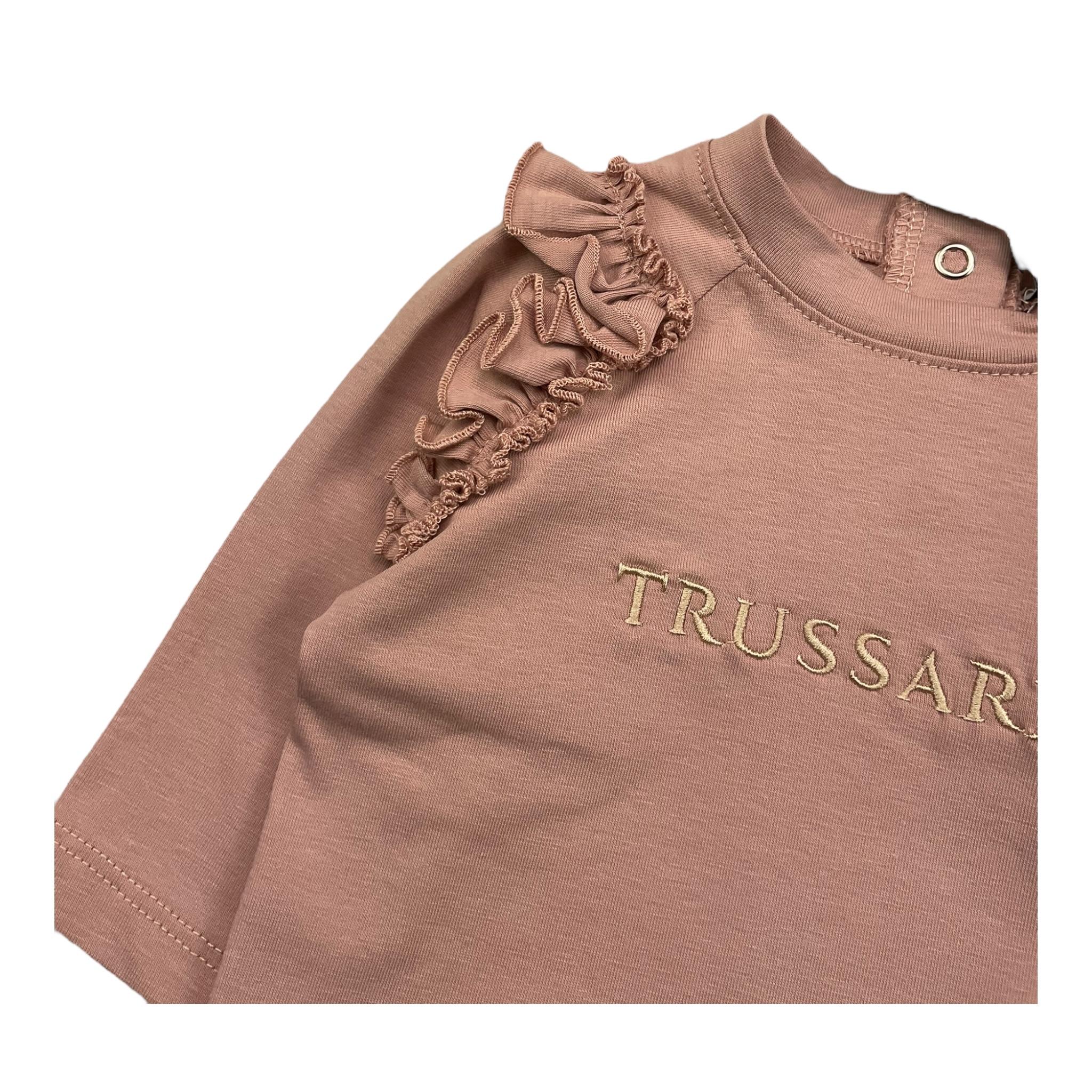 TRUSSARDI shirt girocollo tinta unita con stampa logo Rosa per Neonata TIA25199TS ROSA TRUSSARDI