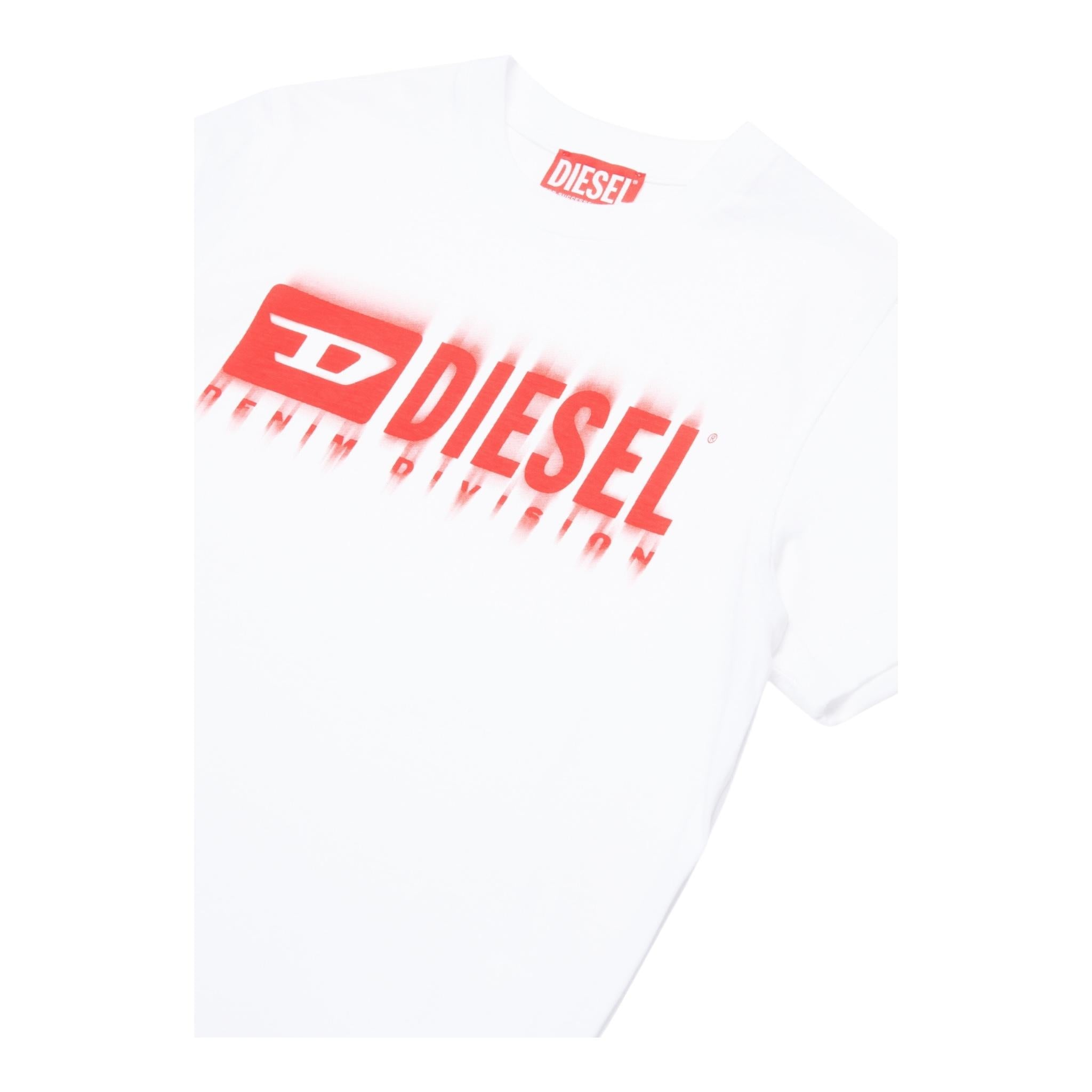 DIESEL t-shirt girocollo tinta unita con stampa Bianco per Bambino J02033 BIANCO DIESEL
