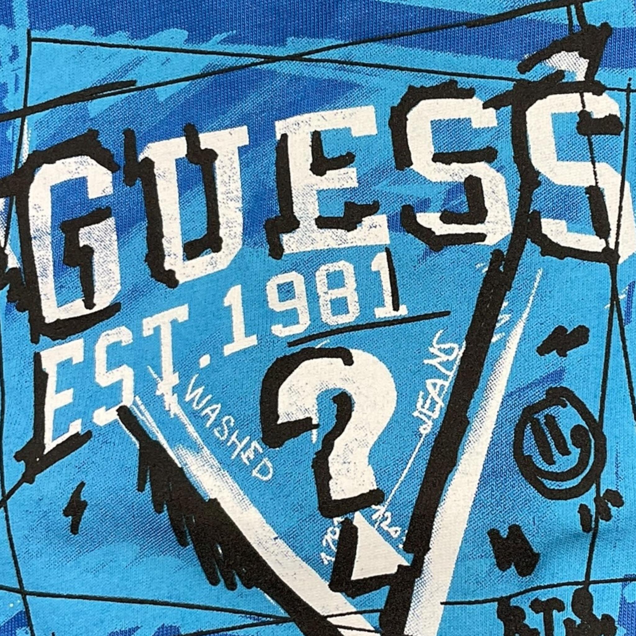 GUESS shirt girocollo tinta unita con stampa Cobalto per Bambino N4YI01K8HM4XXJ COBALTO GUESS