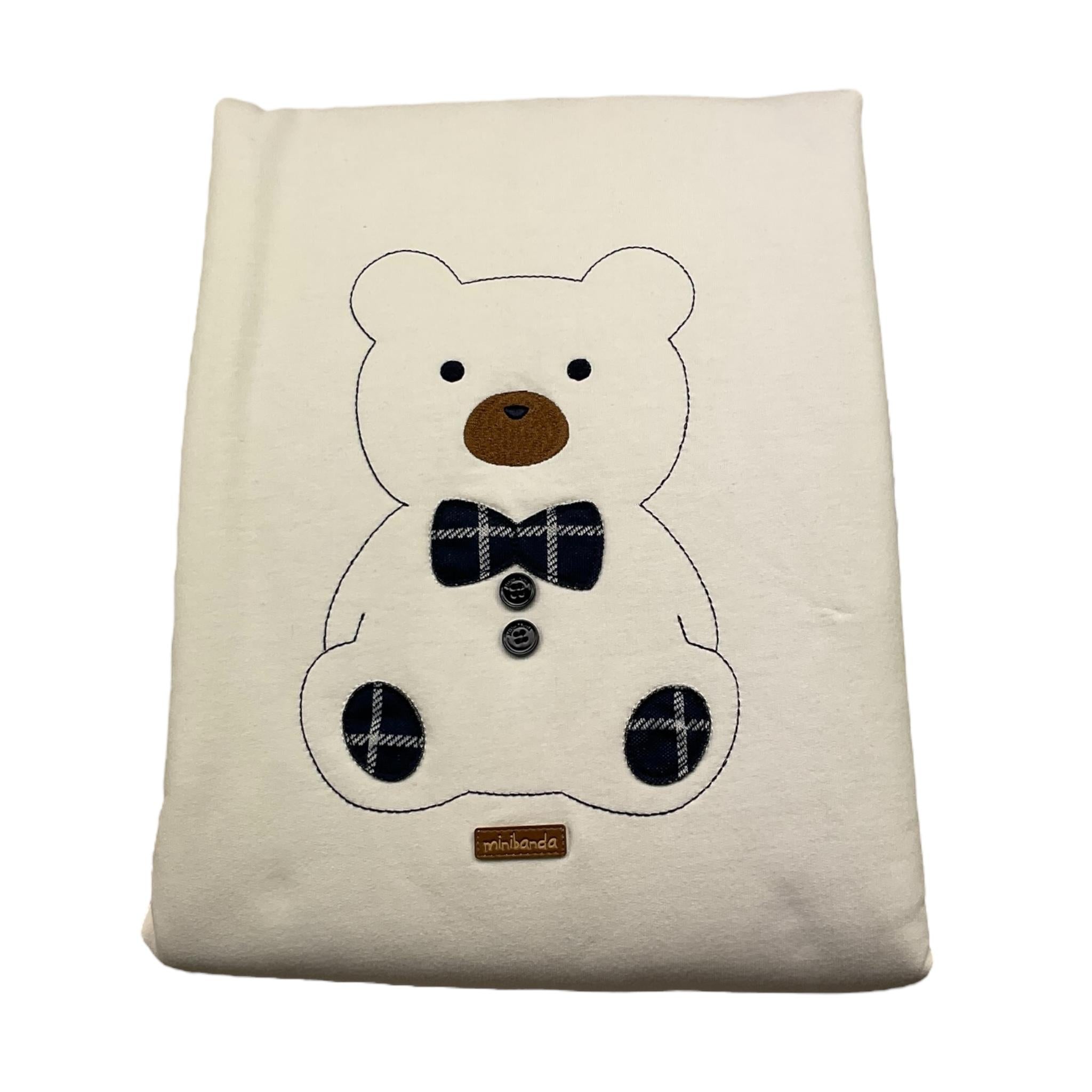 MINI BANDA coperta tinta unita con ricamo orso Bianco per Neonato 3A323 BIANCO MINI BANDA