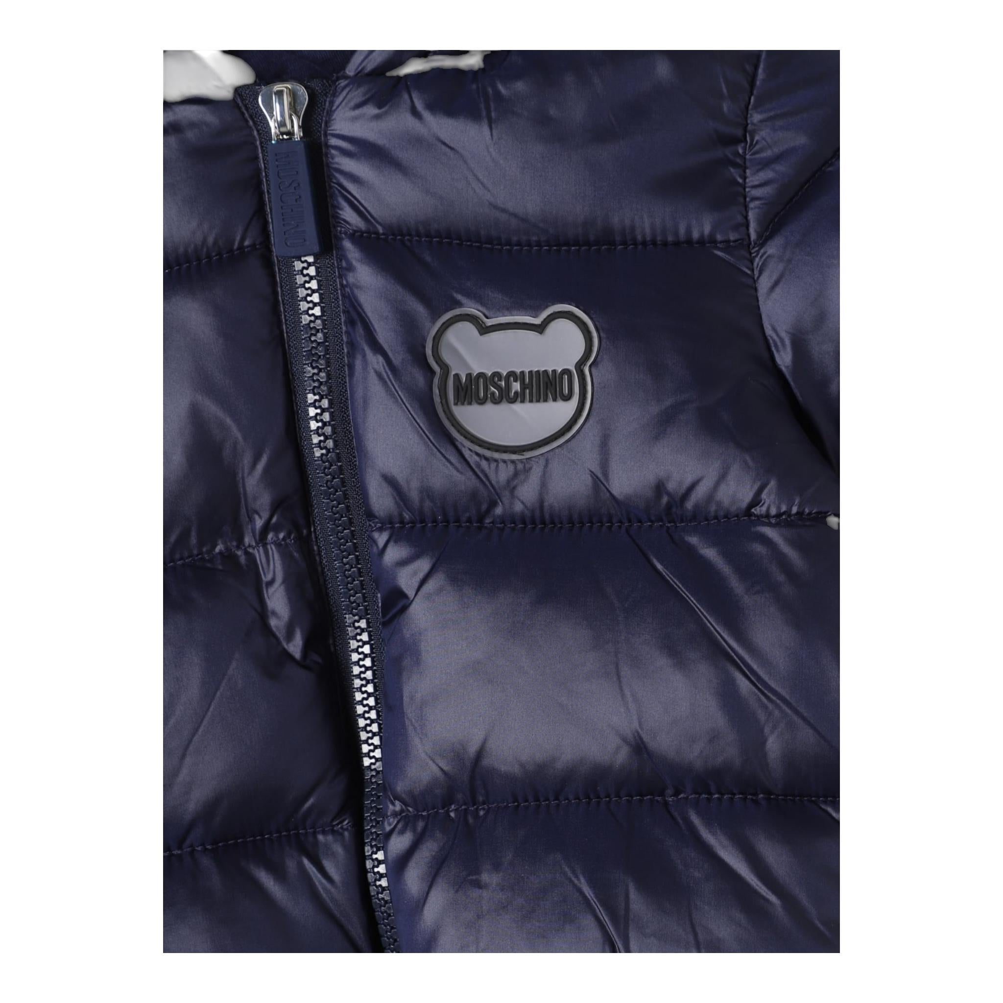 MOSCHINO giubbino tinta unita con zip e cappuccio Blu per Neonato MUS02Q BLU MOSCHINO