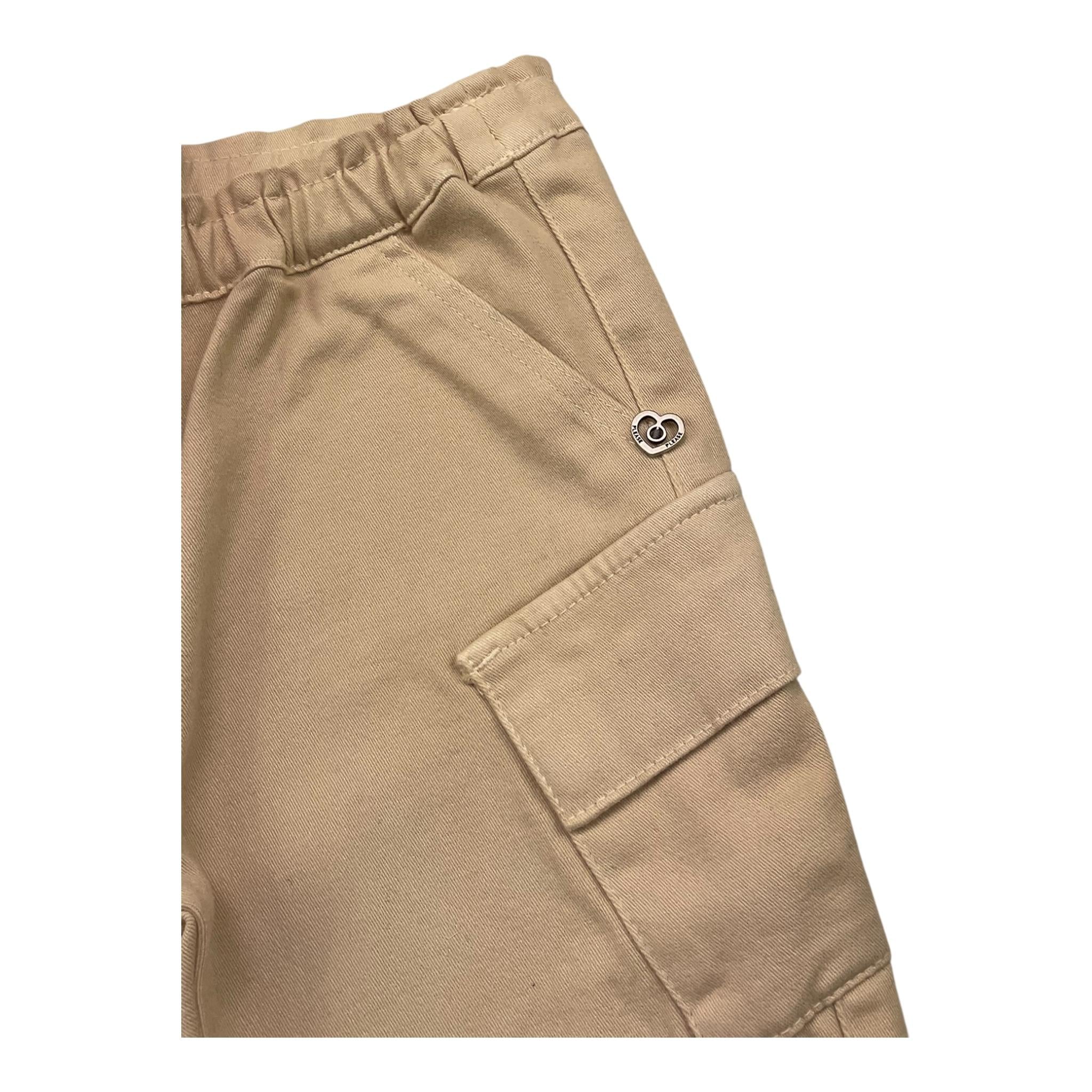 PLEASE pantalone tinta unita con elastic in vita Beige per Bambina PE28132G65 BEIGE PLEASE