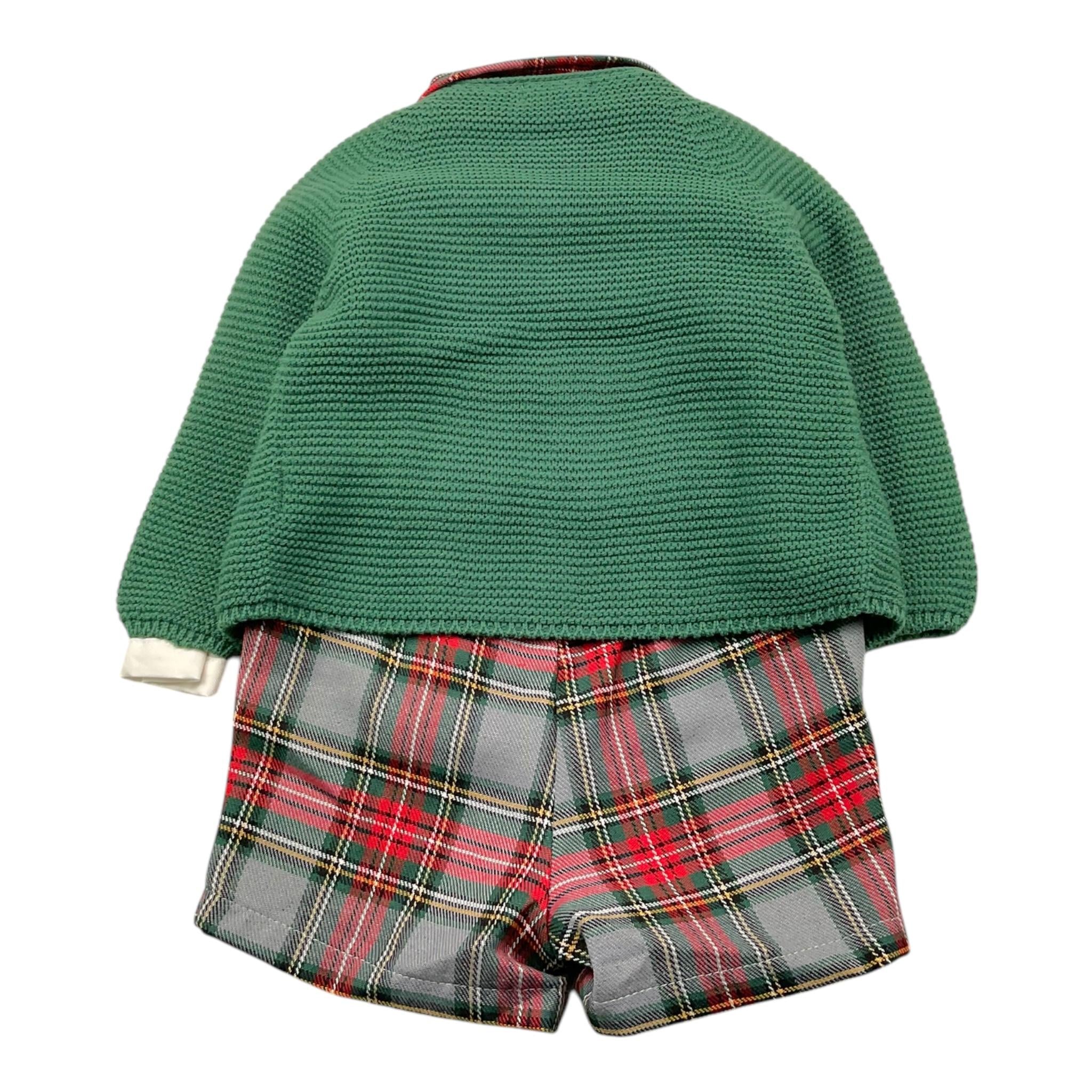JULIANA cmpleto tricolore 3pz camicia-cardigan-salopette Bianco/verde per Neonato 24685 BAINCO/VERDE JULIANA