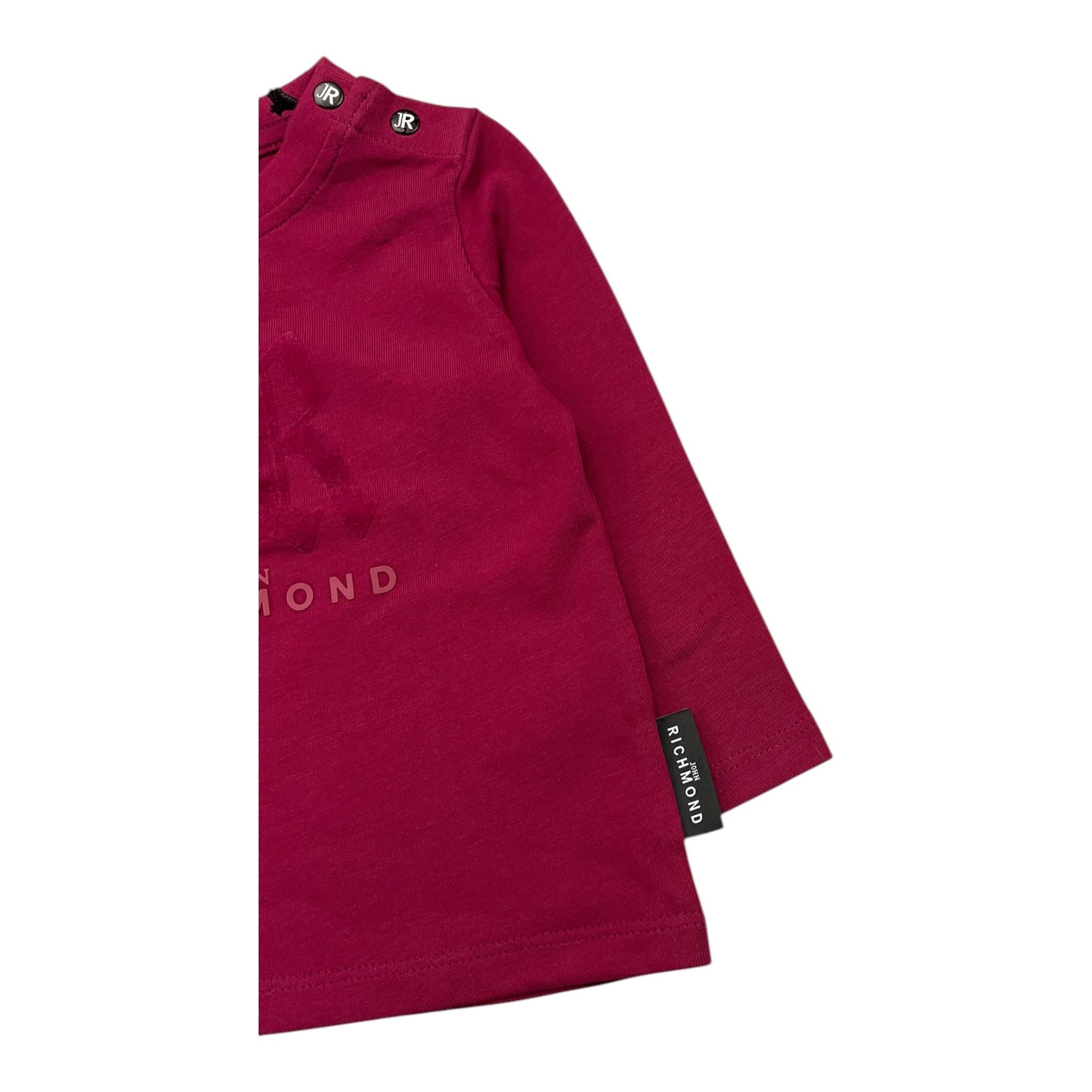 JOHN RICHMOND shirt girocollo tinta unita con stampa Bordeaux per Neonata RIA25015TS BORDEAUX JOHN RICHMOND