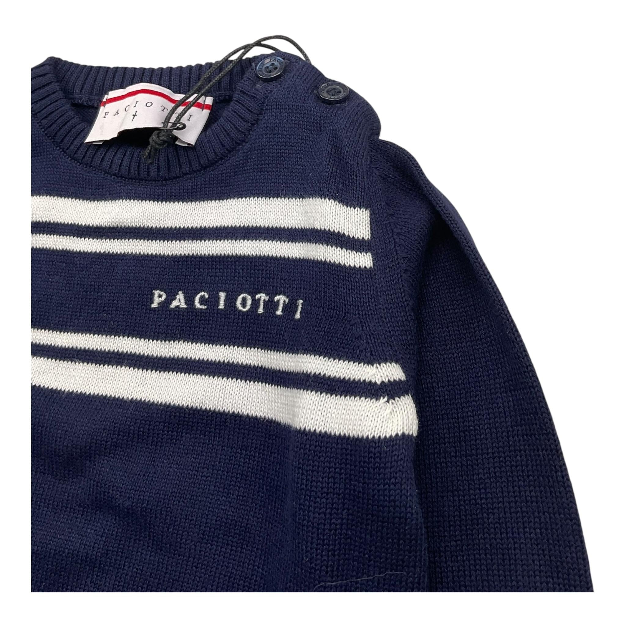 CESARE PACIOTTI maglia girocollo tinta unita con logo Blu per Neonato MGP5355BN BLU CESARE PACIOTTI