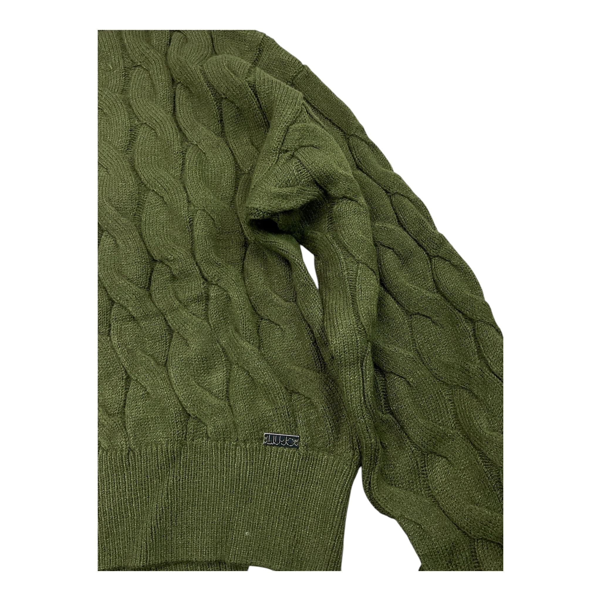 LIU JO maglia girocollo tinta unita con trecce Verde per Bambina GF4214 VERDE LIU JO