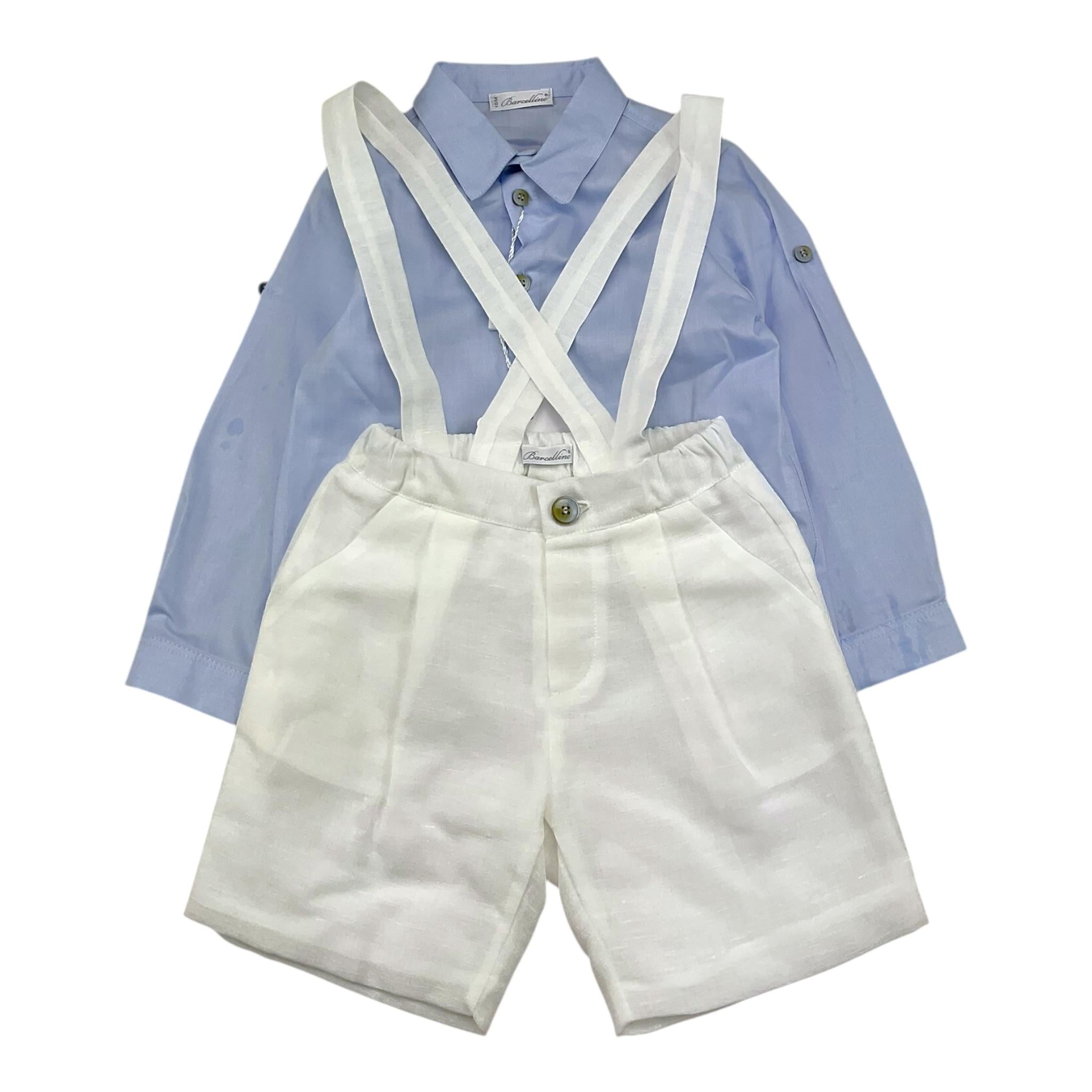 Barcellino Completo 2 Pezzi Camicia-Bermuda-Bianco per Neonato 110110 BIANCO BARCELLINO