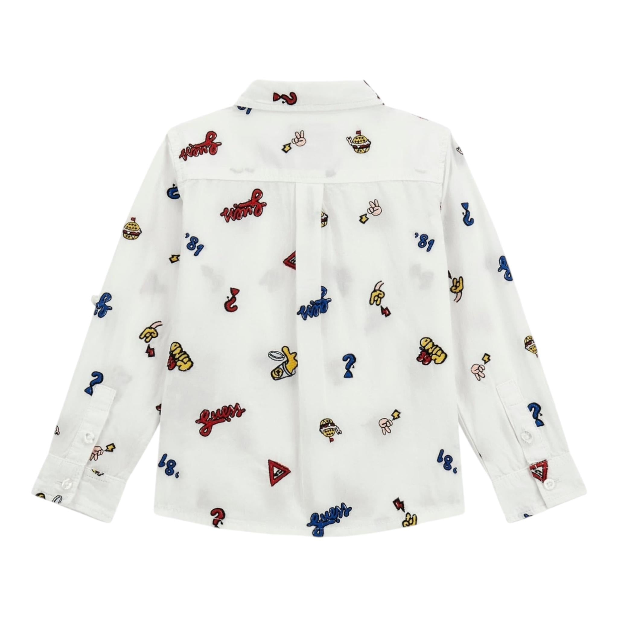 GUESS camicia manica lunga tinta unita con ricami Bianco per Bambino N4YH00WBHQ0 BIANCO GUESS