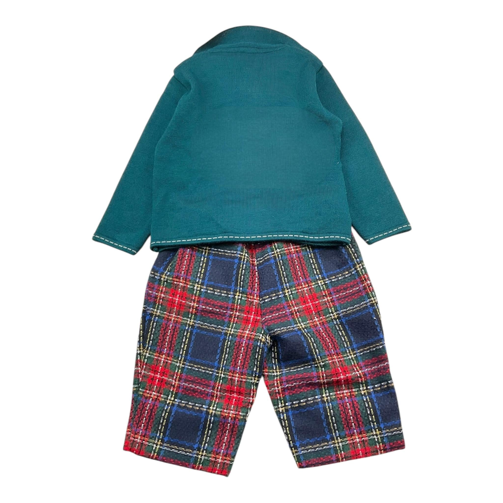 MARLU' completo 4pz camicia-papillons-cardigan-pantalone Verde per Neonato IH70060 VERDE MARLU'