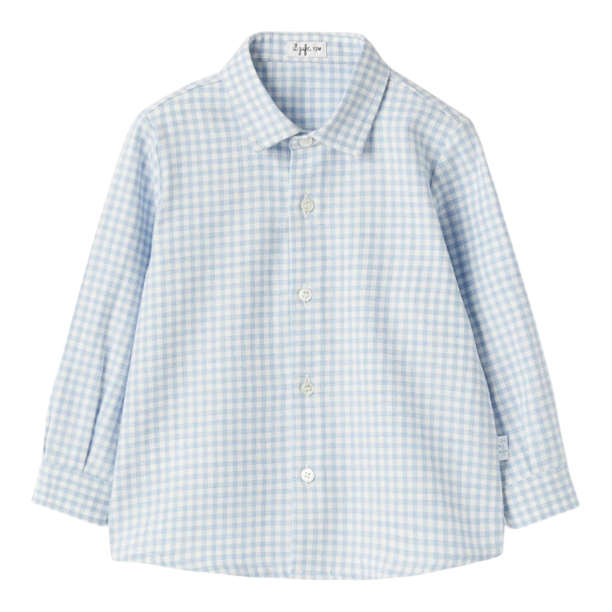 IL GUFO camicia tinta unita con fantasia a quadri Azzurro per Neonato A24CL116C3143 AZZURRO IL GUFO