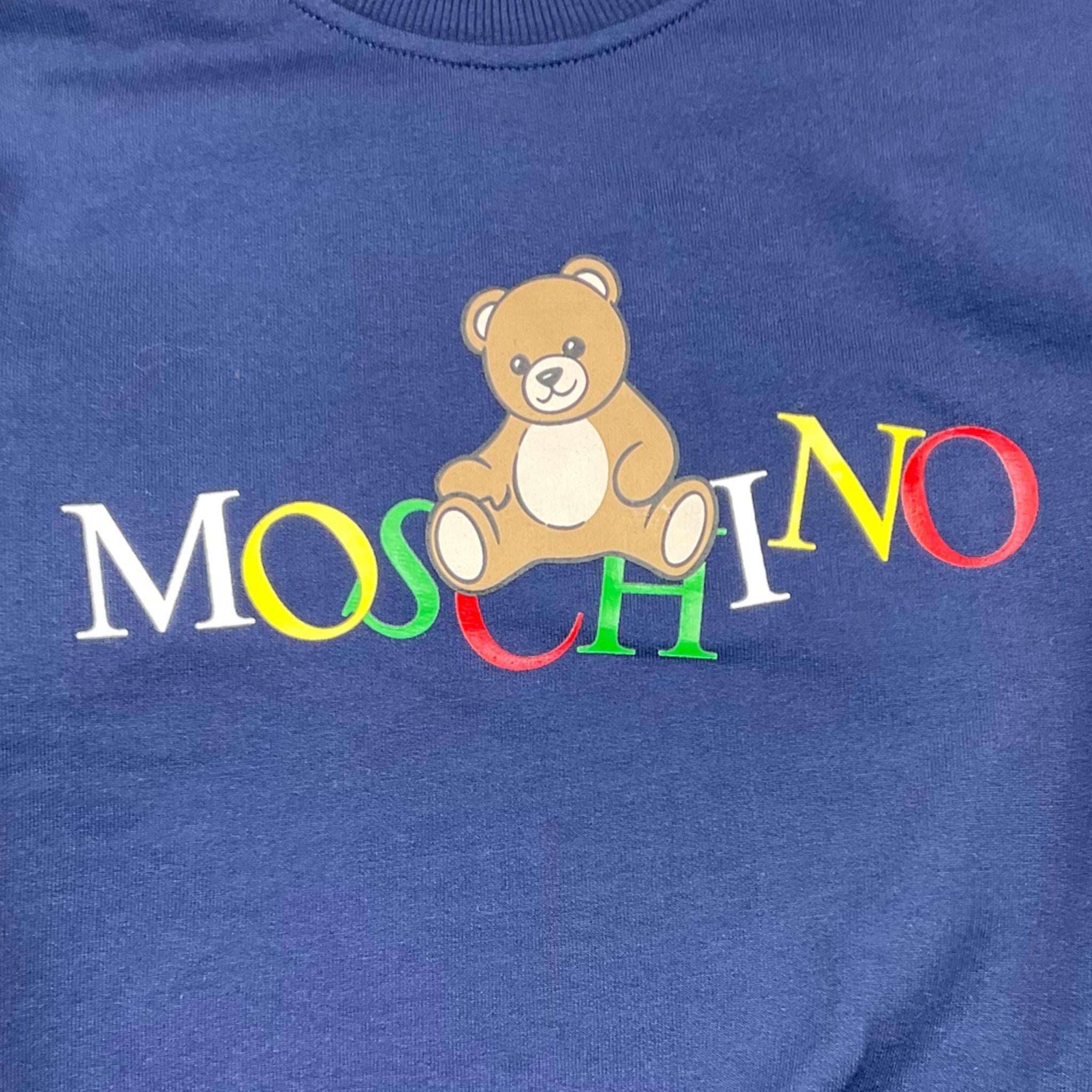 MOSCHINO felpa tinta unita girocollo con stampa Blu per Bambino HNF08V BLU MOSCHINO