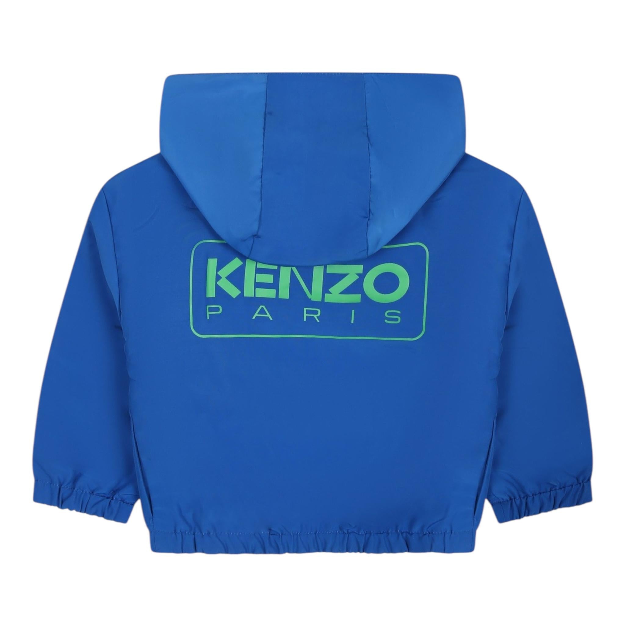 KENZO giubbino reversibile con zip e cappuccio Bianco/blu per Neonato K60171 BIANCO/BLU KENZO