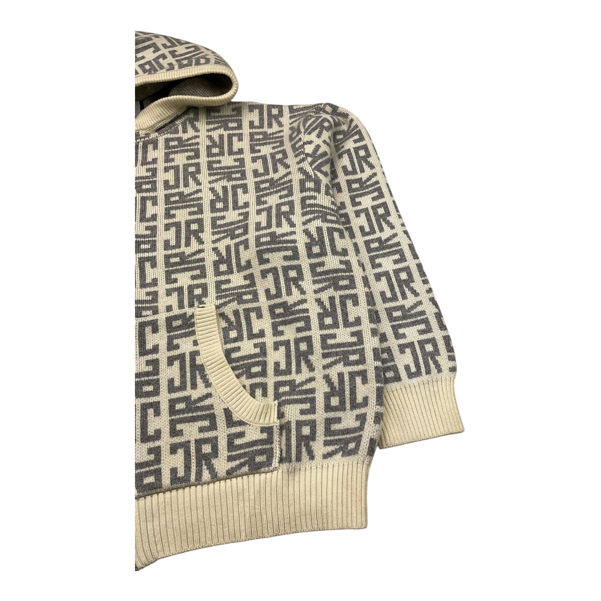 JOHN RICHMOND felpa in maglia con zip e cappuccio e stampe logo Panna per Bambino RBA25111MA PANNA JOHN RICHMOND