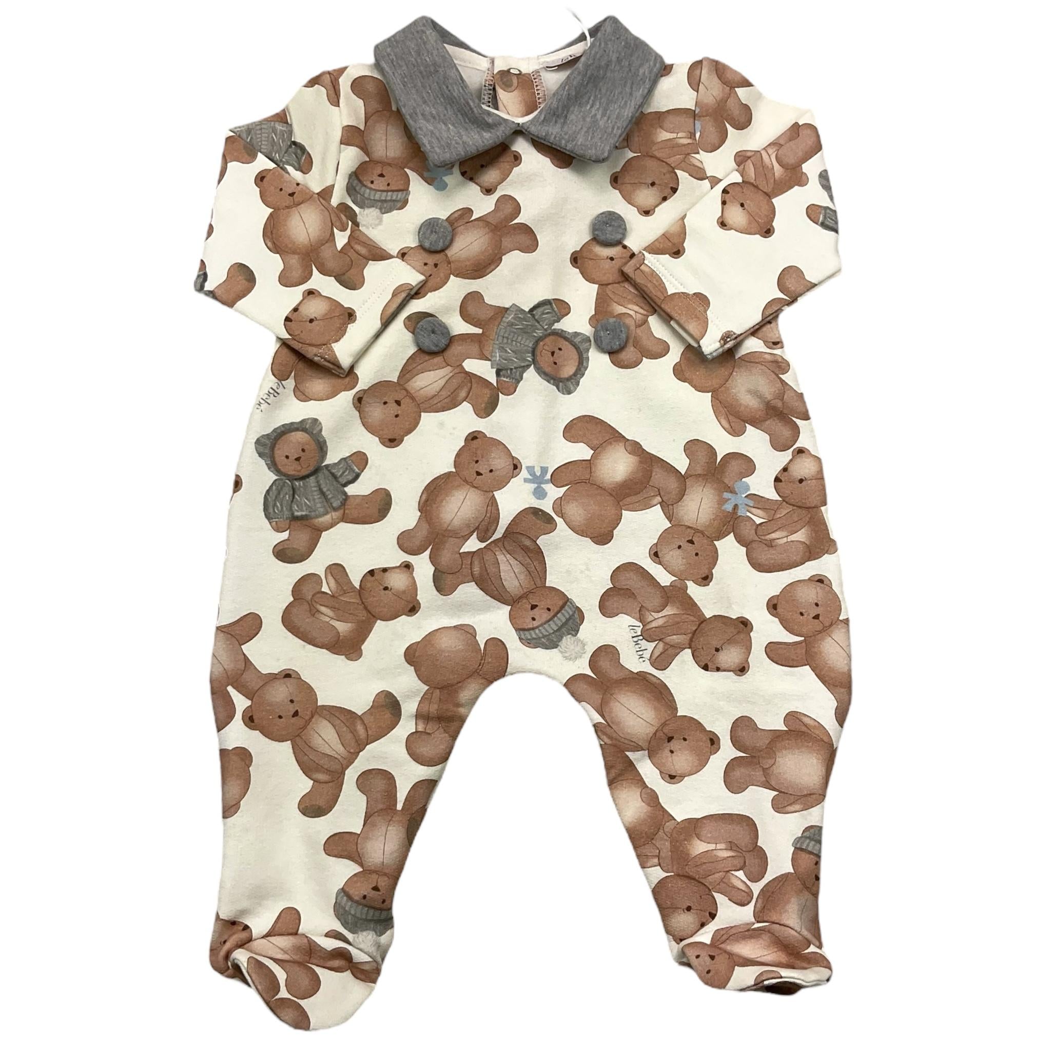 LE BEBE' tutina manica lunga tinta unita stampe orsi Bianco per Neonato LBB4193 BIANCO LE BEBE'
