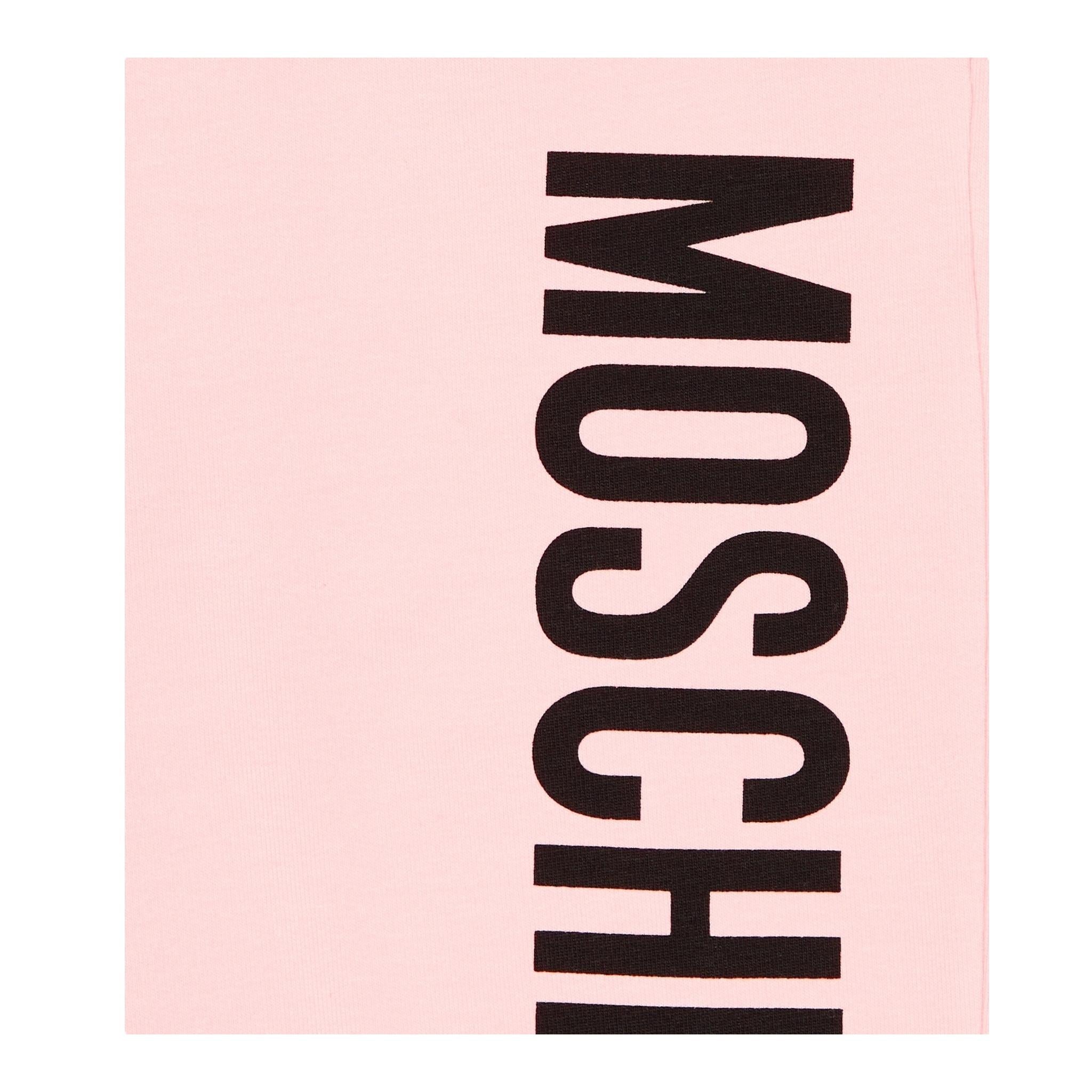 MOSCHINO pantalone tuta tinta unita con stampa logo Rosa per Neonata MUP058A ROSA MOSCHINO