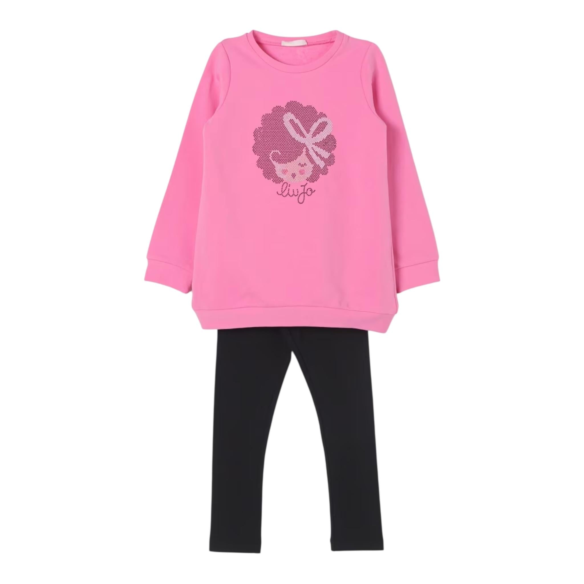 LIU JO completo 2pz felpa-leggins bicolore Rosa/nero per Bambina KF4024X ROSA/NERO LIU JO