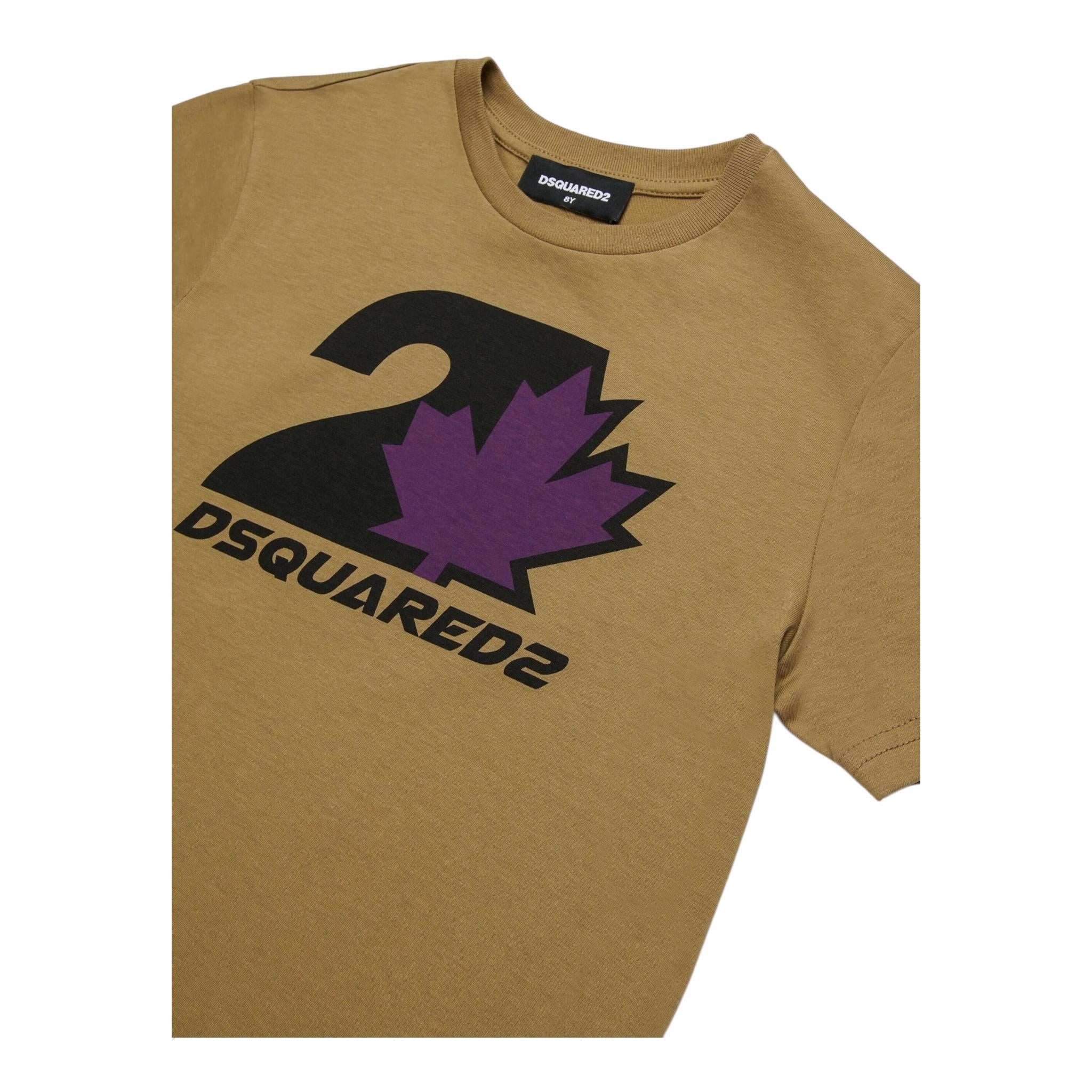DSQUARED2 t-shirt girocollo tinta unita con stampa Verde per Bambino DQ2471X VERDE DSQUARED2