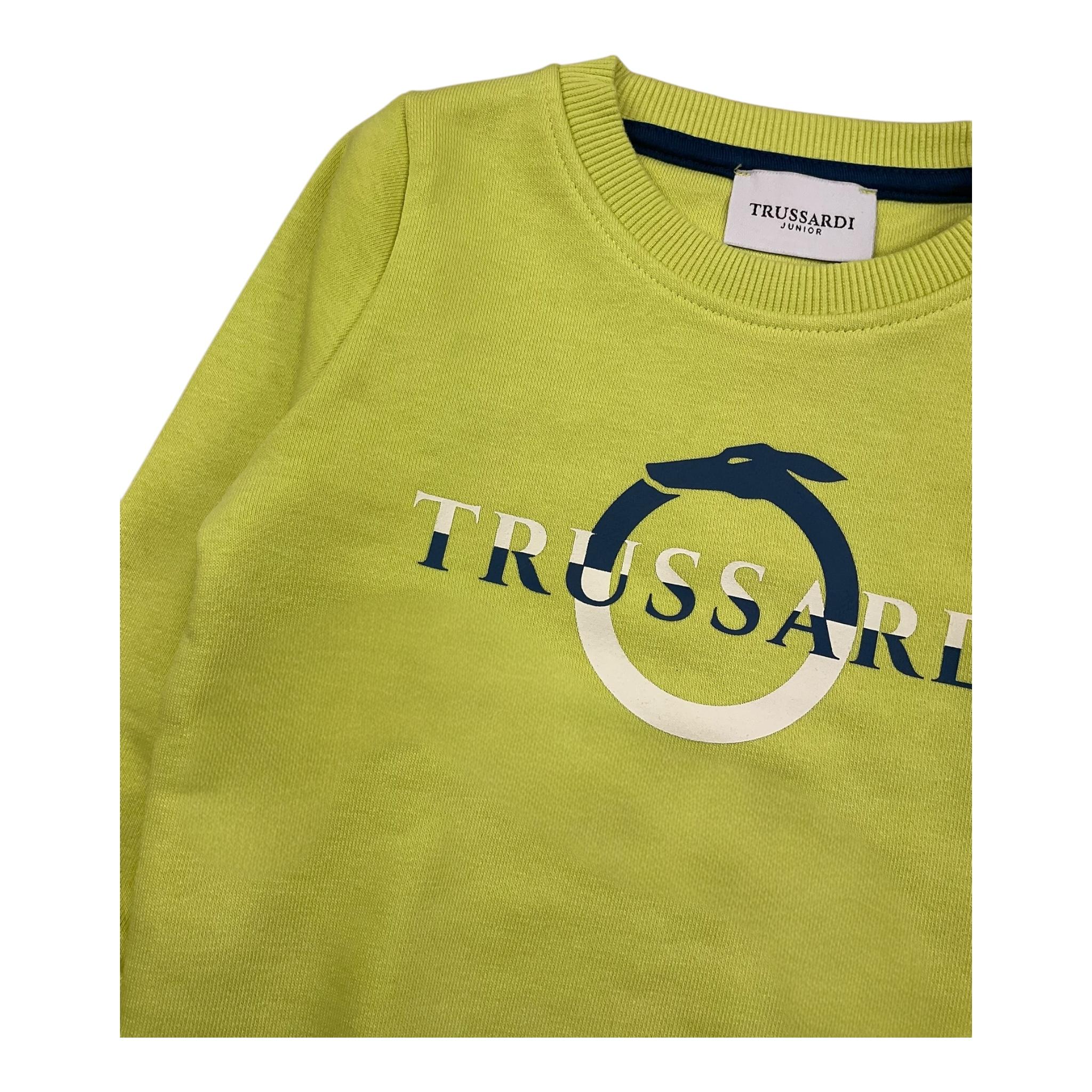 TRUSSARDI felpa chiusa girocollo tinta unita con stampa Verde per Neonato TIA24048FE VERDE TRUSSARDI
