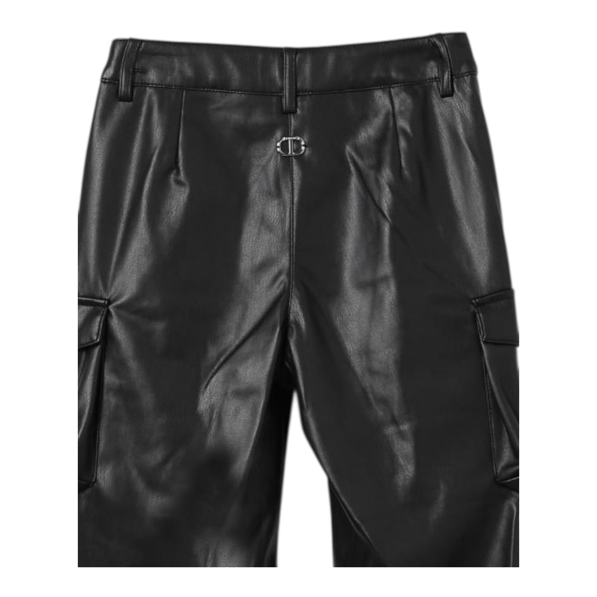 TWINSET pantalone tinta unita in ecopelle Nero per Bambina 242GJ2154XX NERO TWINSET