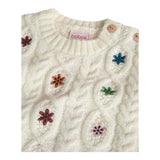 BOBOLI maglia girocollo tinta unita con ricami Panna per Bambina 239048 PANNA BOBOLI