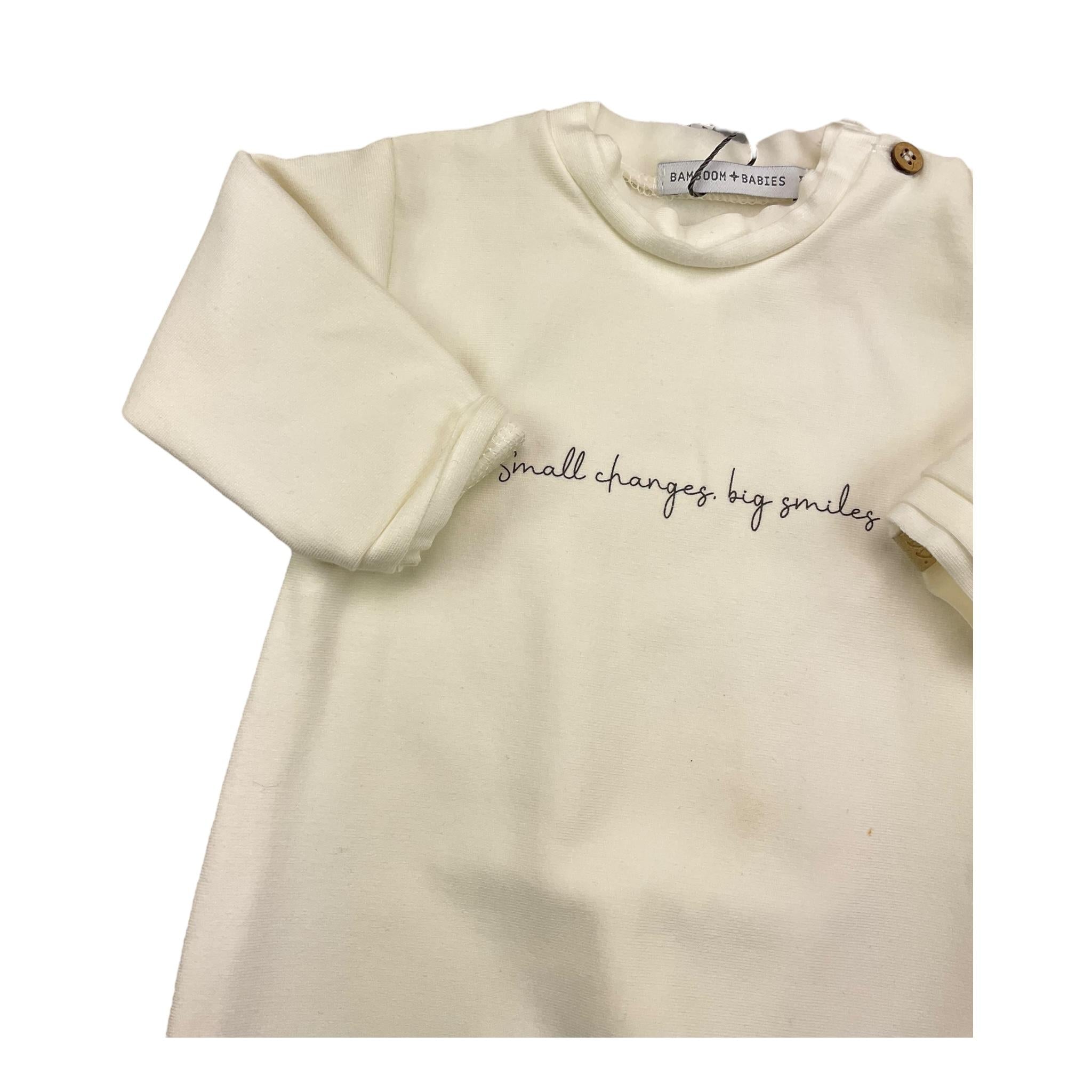 BAMBOOM+BABIES tutina manica lunga tinta unita con stampa in contrasto Panna per Neonato 702 PANNA BAMBOOM+BABIES