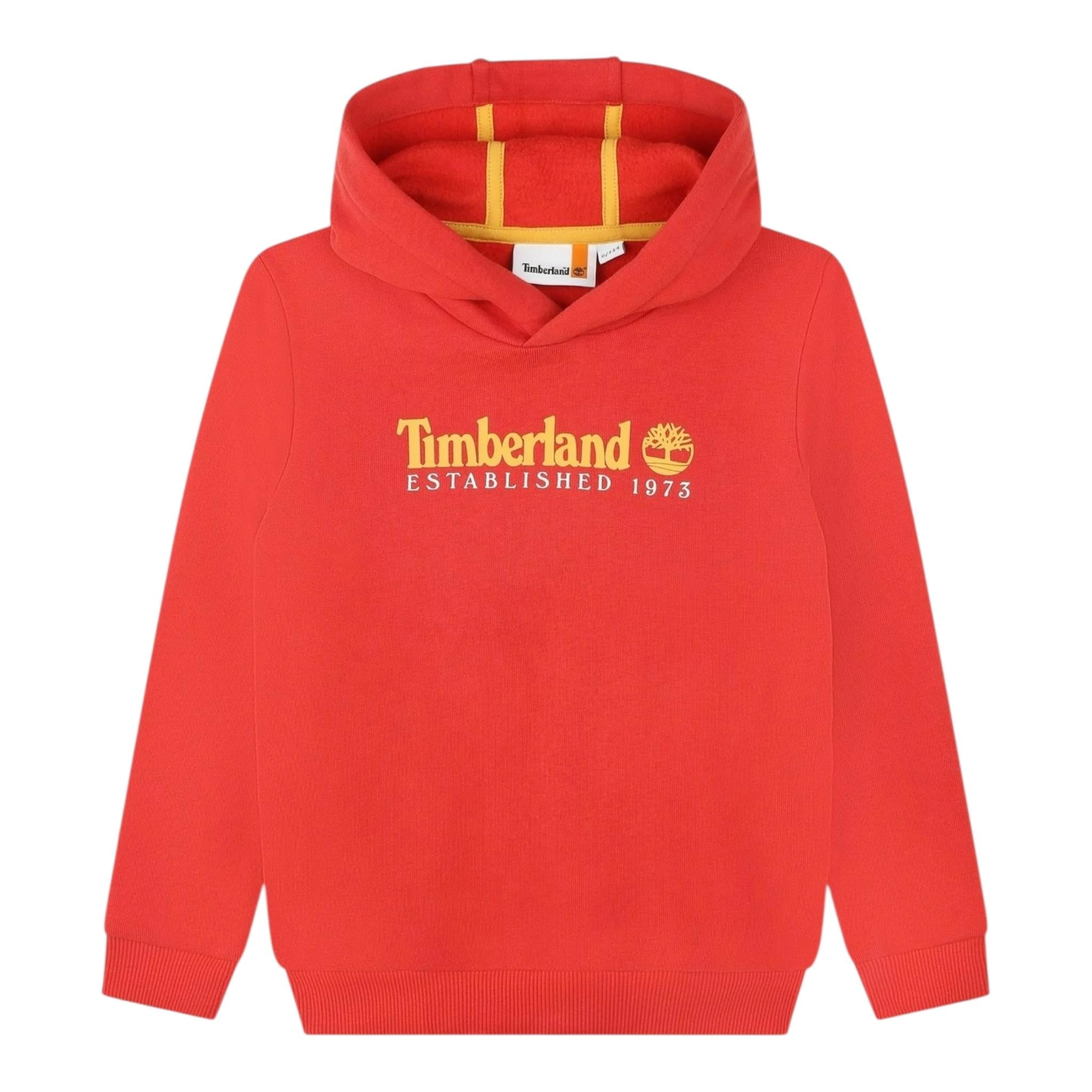 TIMBERLAND felpa chiusa con cappuccio tinta unita ocn logo Rosso per Bambino T25U56 ROSSO TIMBERLAND