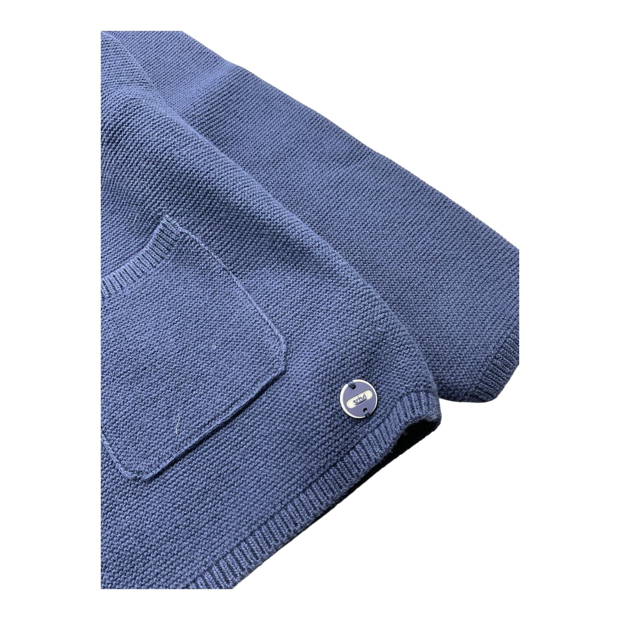 SARABANDA giacca in maglia tinta unita con toppe Blu per Neonato 0A104XN BLU SARABANDA