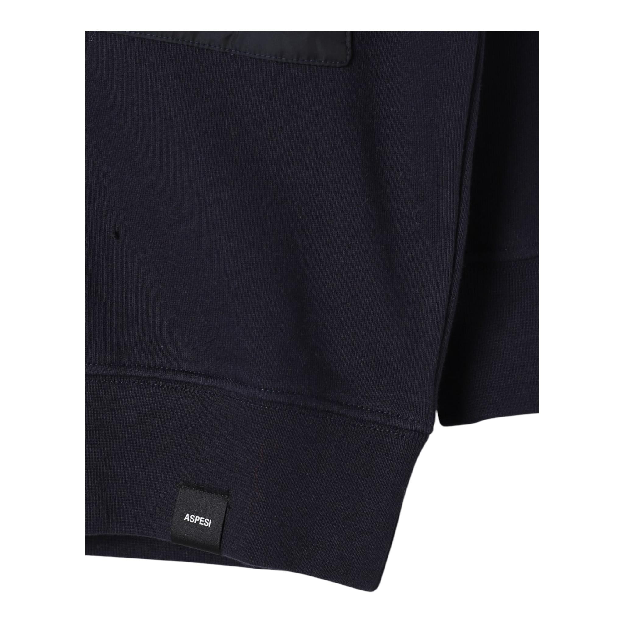 ASPESI felpa girocollo tinta unita con taschino Blu per Bambino F24038MFM0123 BLU ASPESI