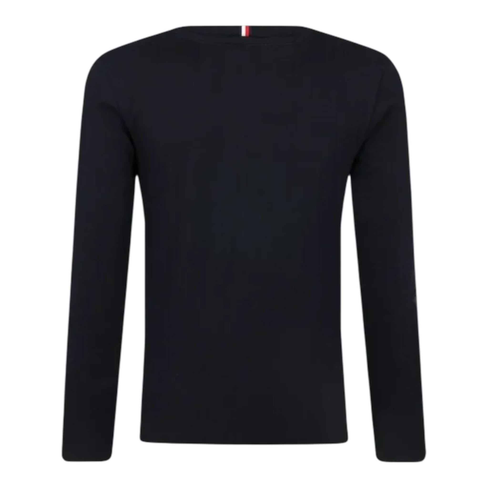 TOMMY HILFIGER shirt girocollo tinta unita con stampa in contrasto Nero per Bambino KS0KS00202X NERO TOMMY HILFIGER