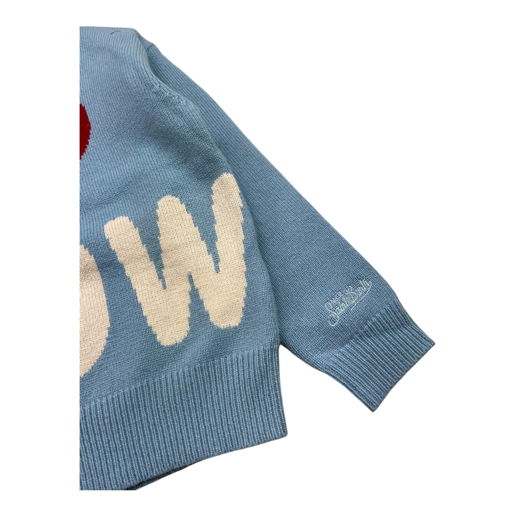 SAINT BARTH maglia girocollo tinta unita con stampa Azzurro per Bambina BIGHEART AZZURRO SAINT BARTH