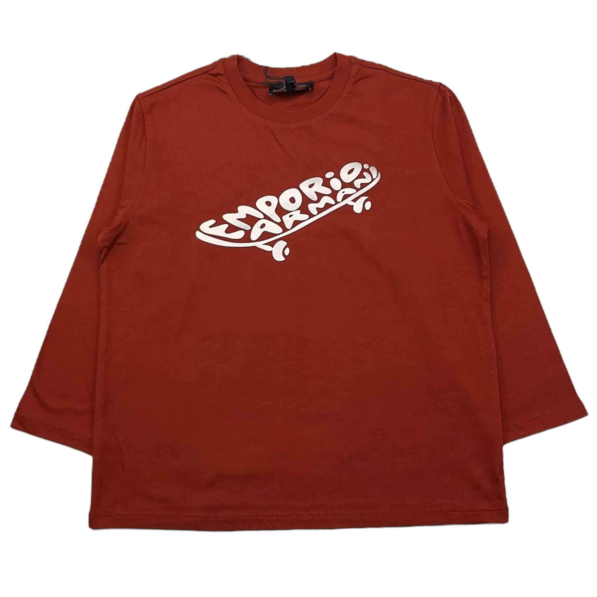 EMPORIO ARMANI shirt girocollo tinta unita con logo Ruggine per Bambino 6R4TJ7 RUGGINE EMPORIO ARMANI