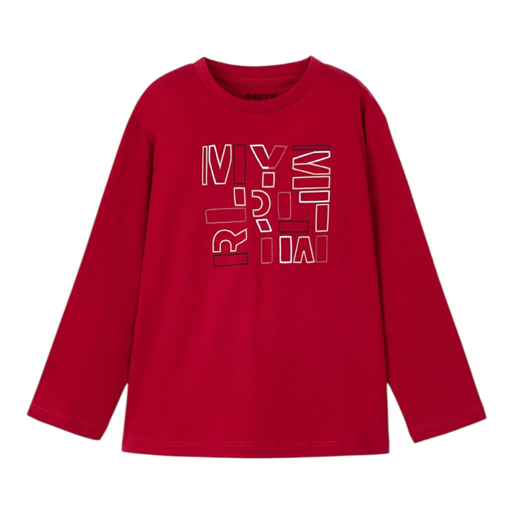 MAYORAL shirt girocollo tinta unita con stampa Rosso per Bambino 173X ROSSO MAYORAL