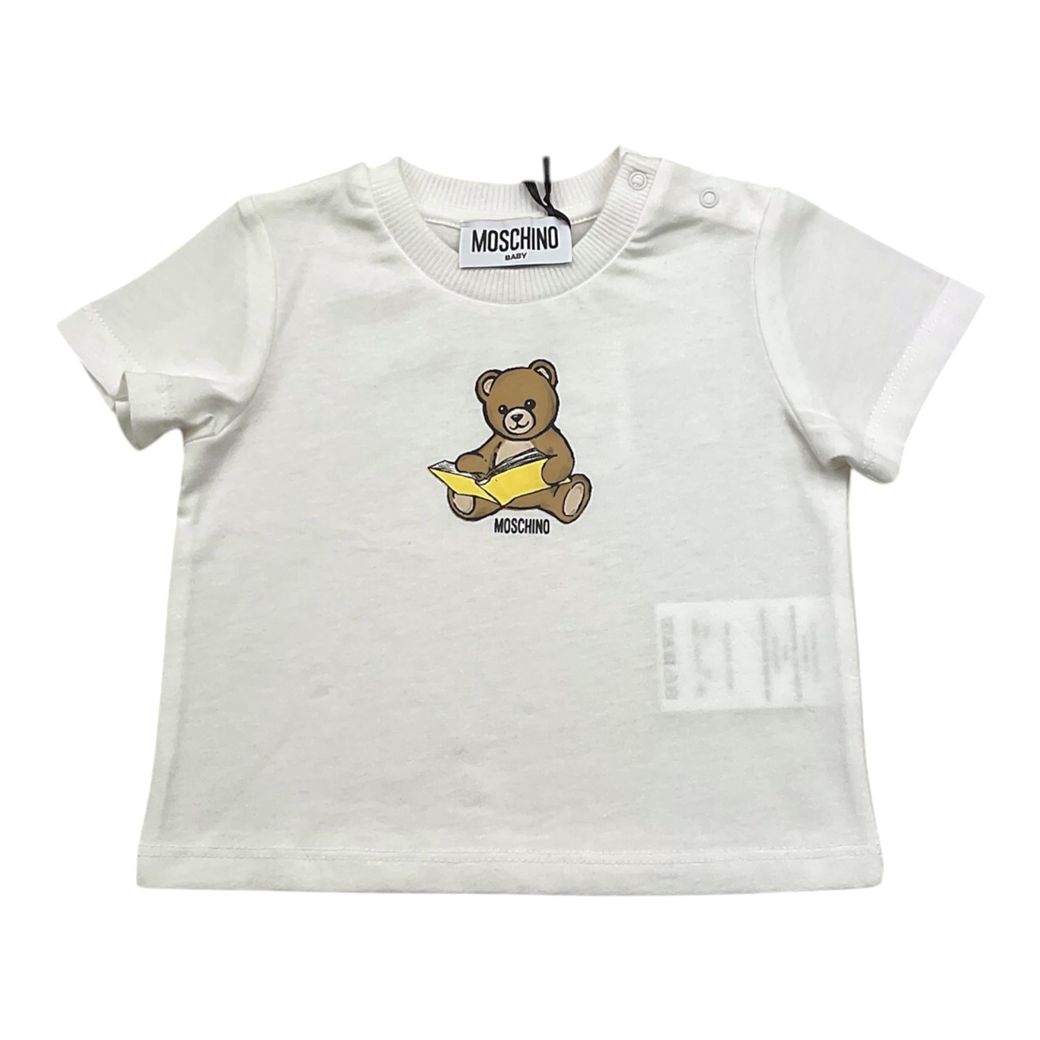 MOSCHINO t-shirt girocollo tinta unita con stampa Bianco per Neonato MSM047 BIANCO MOSCHINO
