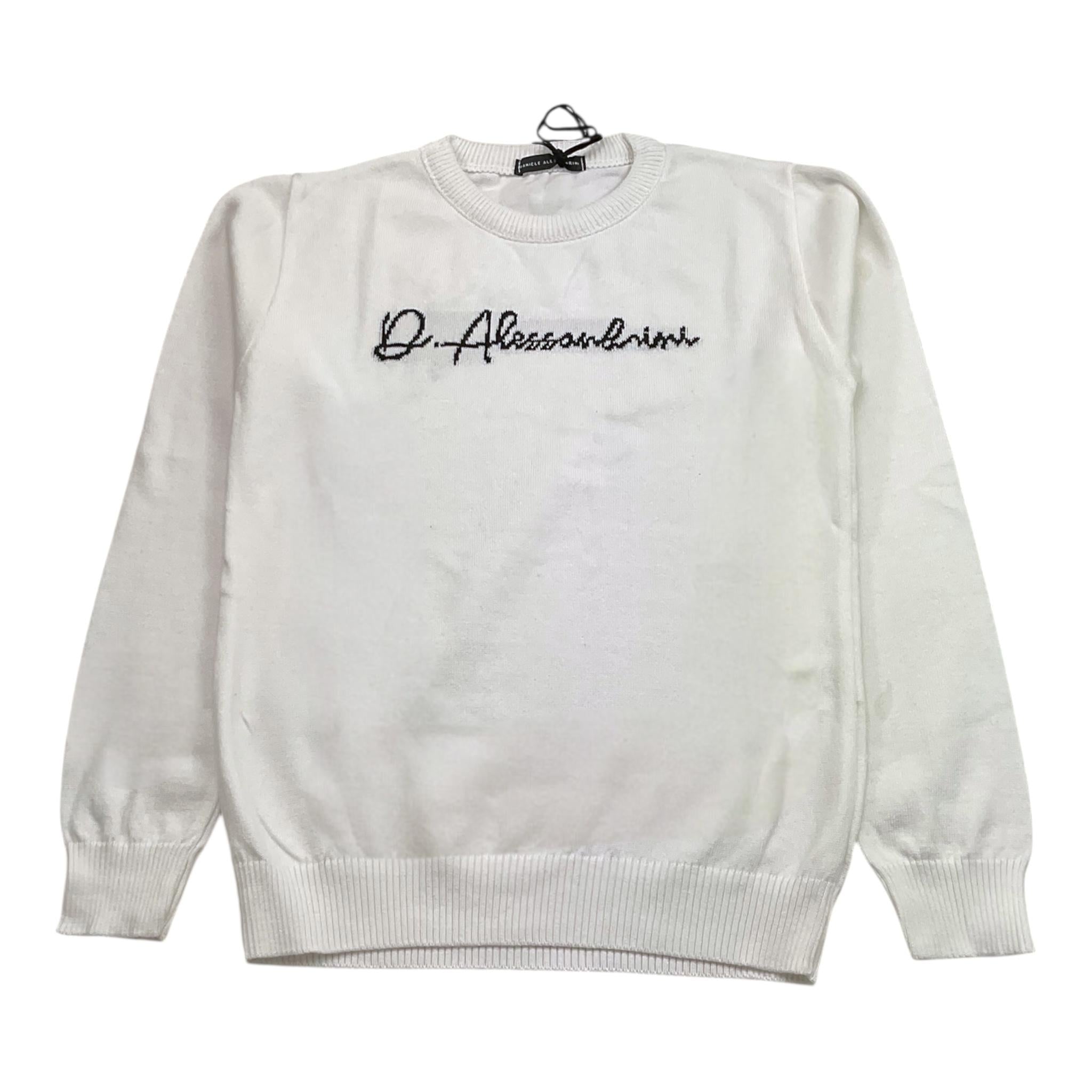 DANIELE ALESSANDRINI maglia girocollo tinta unita con stampa Bianco per Bambino 1231W00049X BIANCO DANIELE ALESSANDRINI