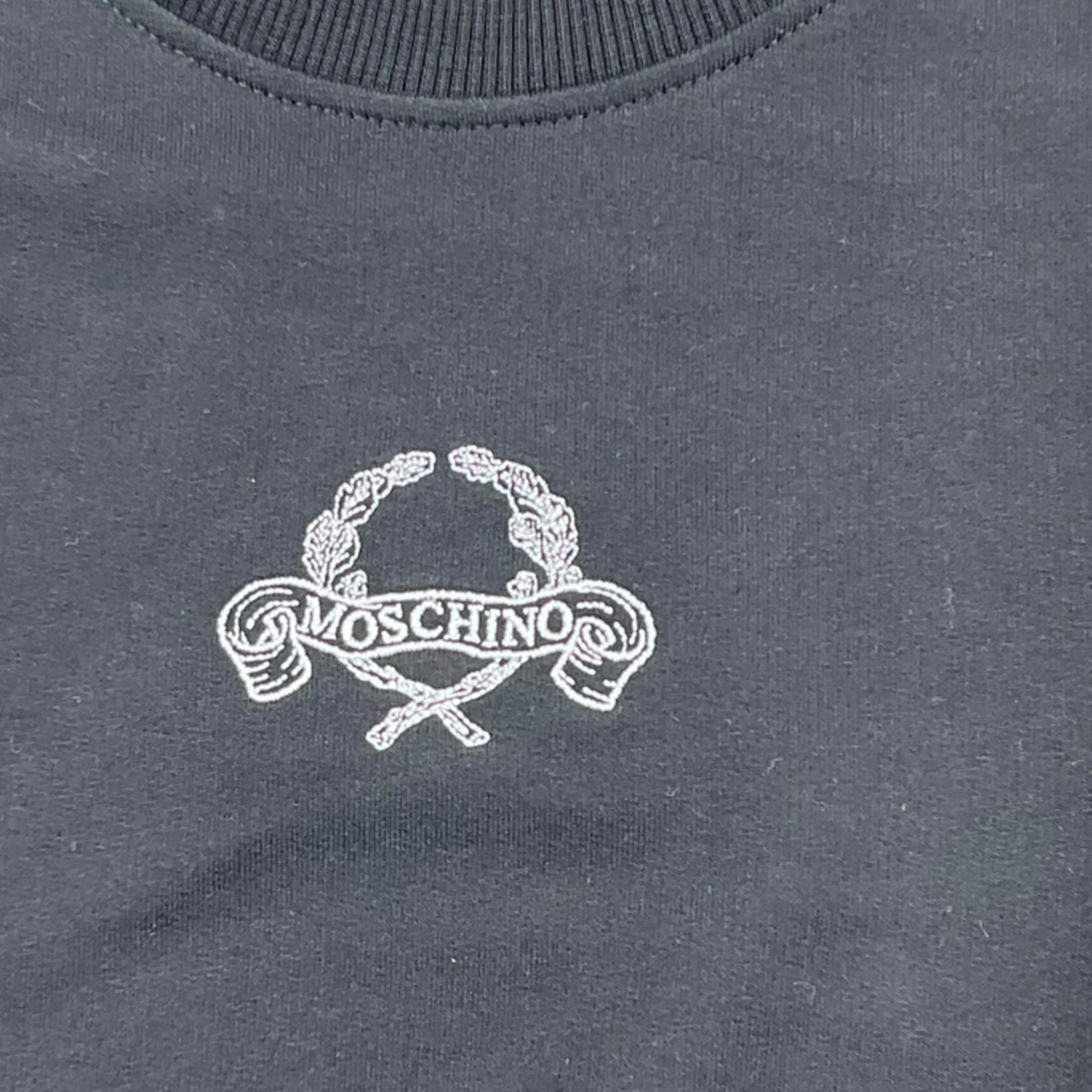 MOSCHINO felpa girocollo tinta unita con stampa Nero per Bambino HWF08V NERO MOSCHINO