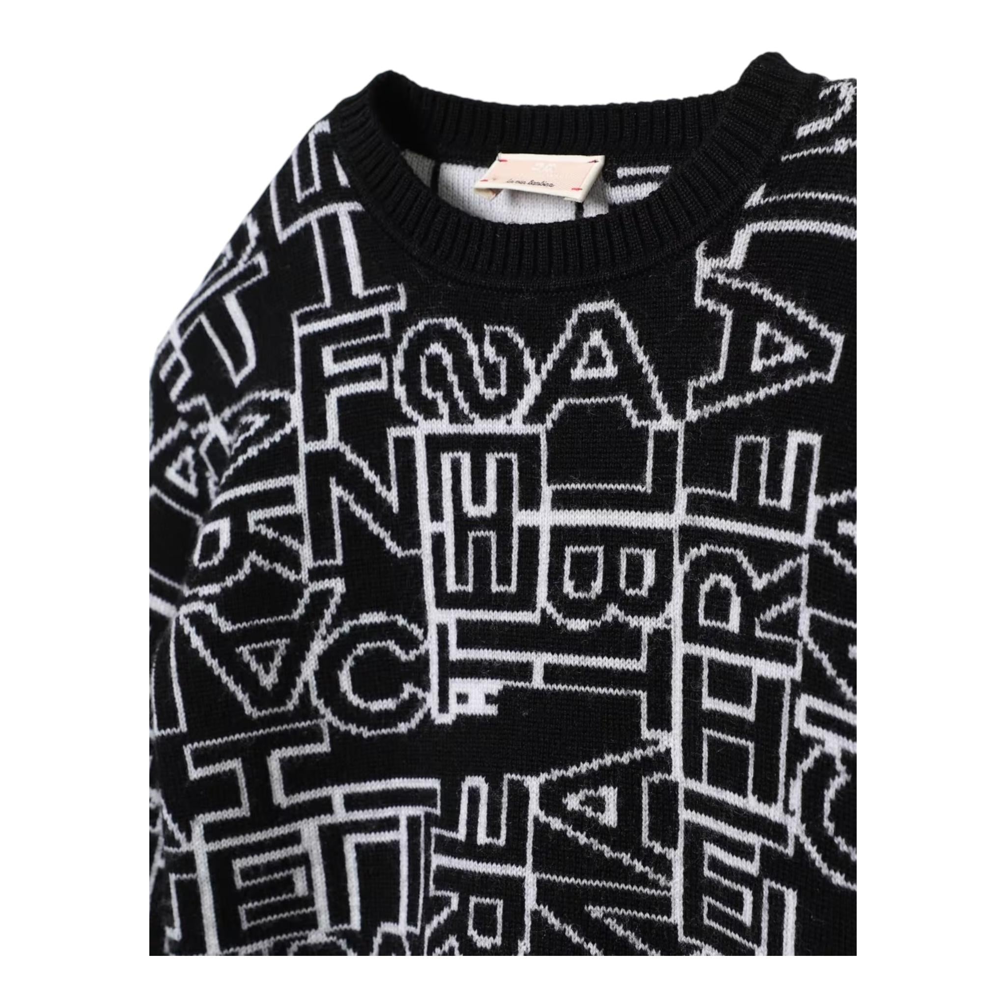 ELISABETTA FRANCHI maglia girocollo tinta unita con stampe in contrasto Nero per Neonata EGMA029N NERO ELISABETTA FRANCHI