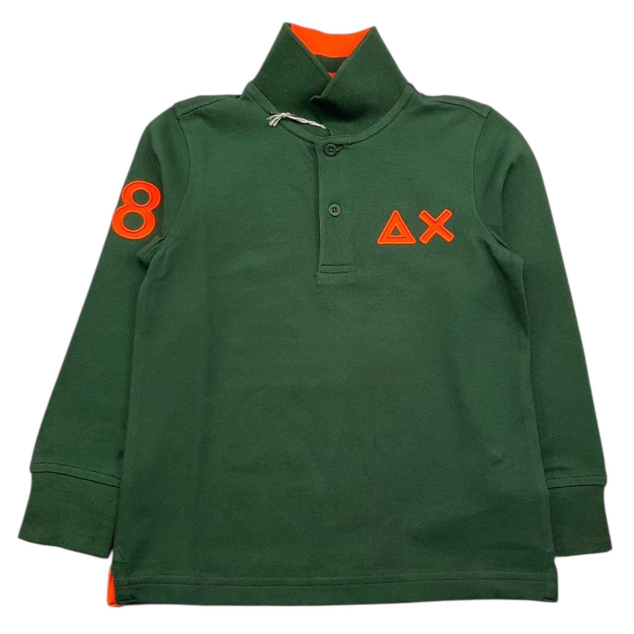 SUNS68 polo manica lunga tinta unita con logo in contrasto Verde per Neonato A44312 VERDE SUNS68