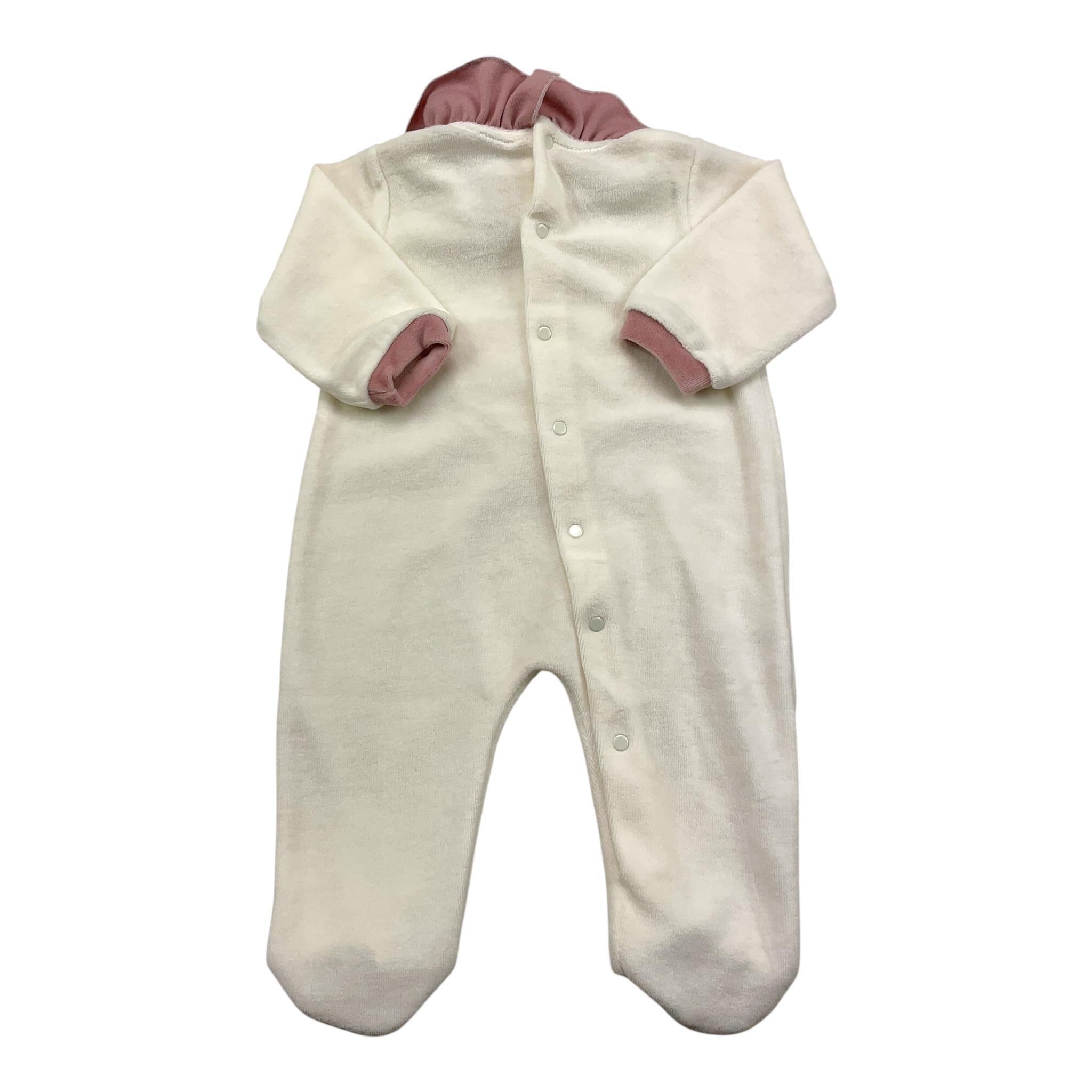 LA STUPENDERIA tutina tinta unita con profili in contrasto Panna per Neonata TBTT02 PANNA LA STUPENDERIA