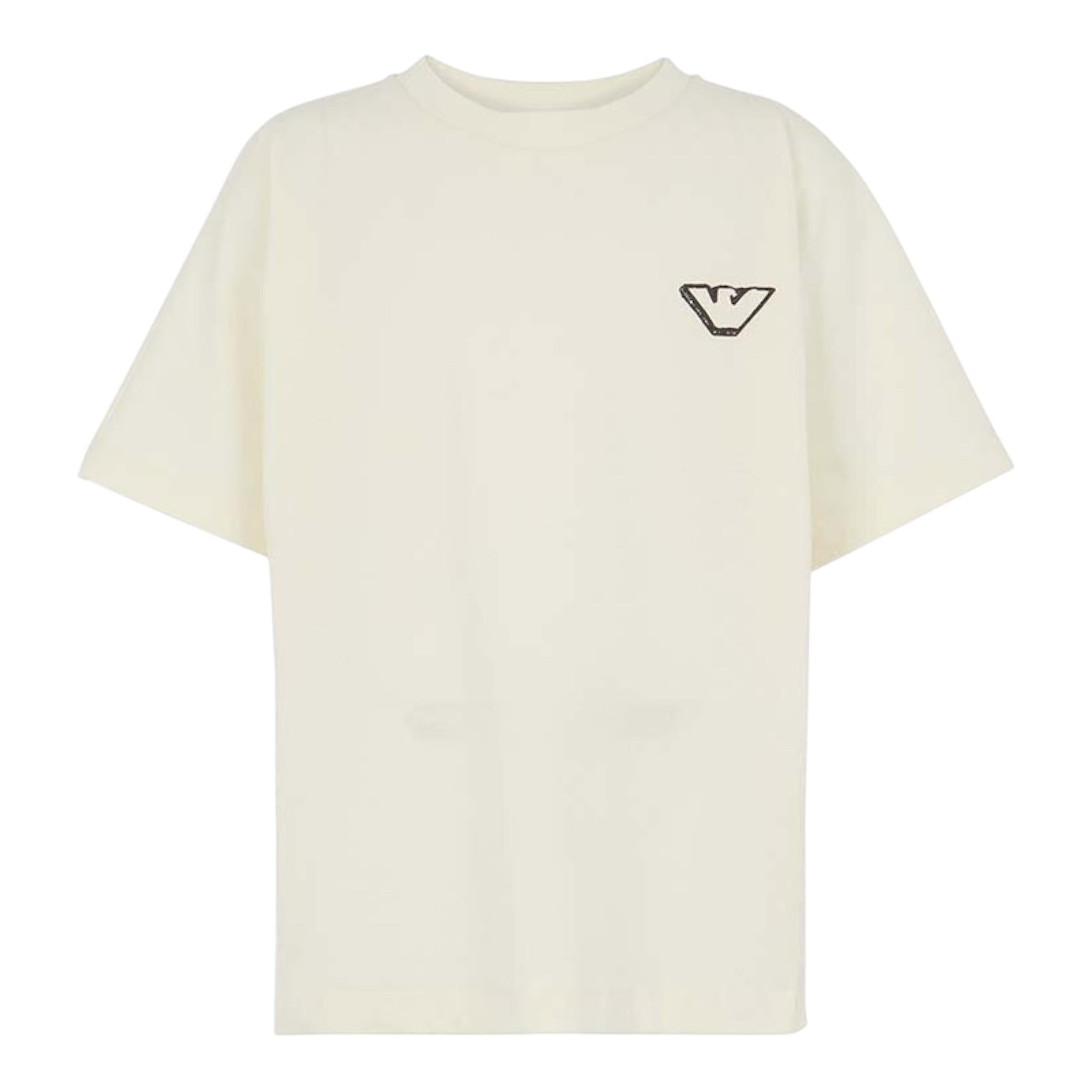 EMPORIO ARMANI t-shirt girocollo tinta unita con stampa Panna per Bambino EB000028 PANNA EMPORIO ARMANI