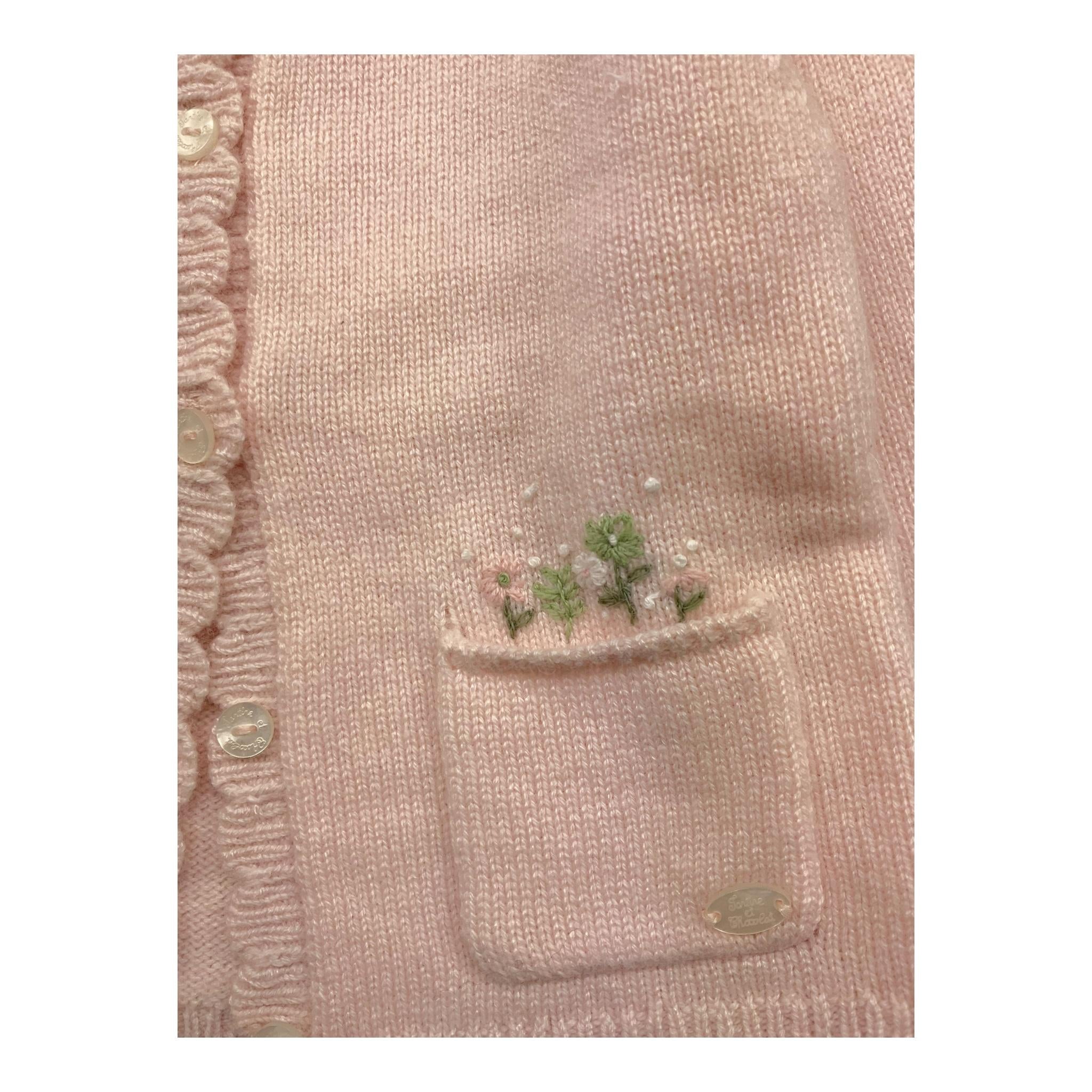 TARTINE ET CHOCOLAT cardigan tinta unita con ricami Rosa per Neonata TZ18111 ROSA TARTINE ET CHOCOLAT