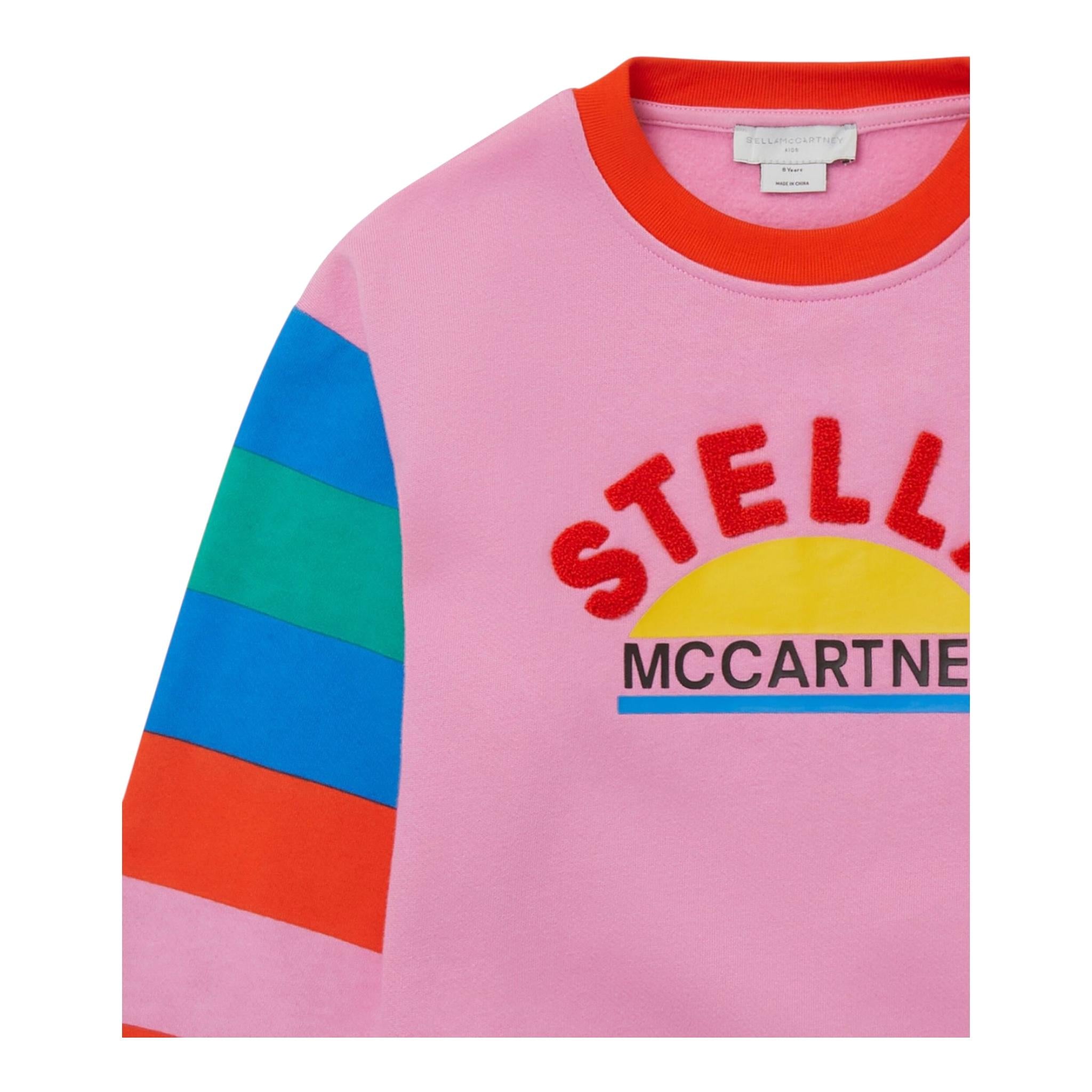 STELLA McCARTNEY felpa chiusa girocollo tinta unita con stampe in contrasto Rosa per Bambina TT4A20 ROSA STELLA McCARTNEY