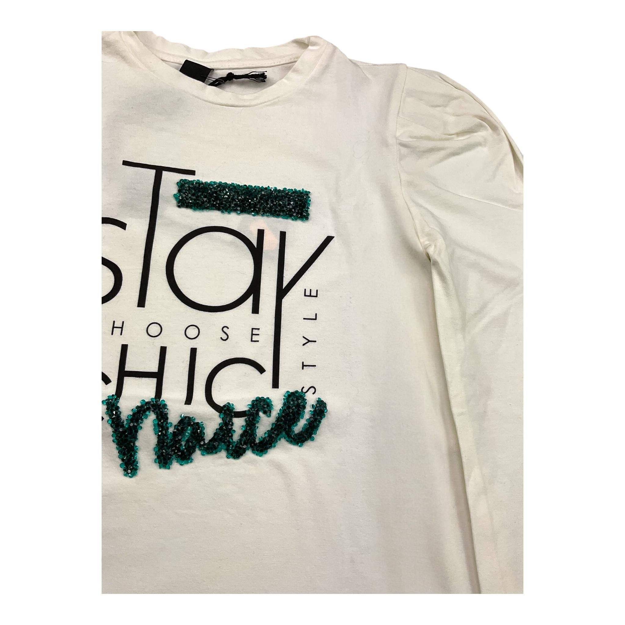 NAICE shirt girocollo tinta unita con stampa in contrasto Panna per Bambina 23653 PANNA NAICE